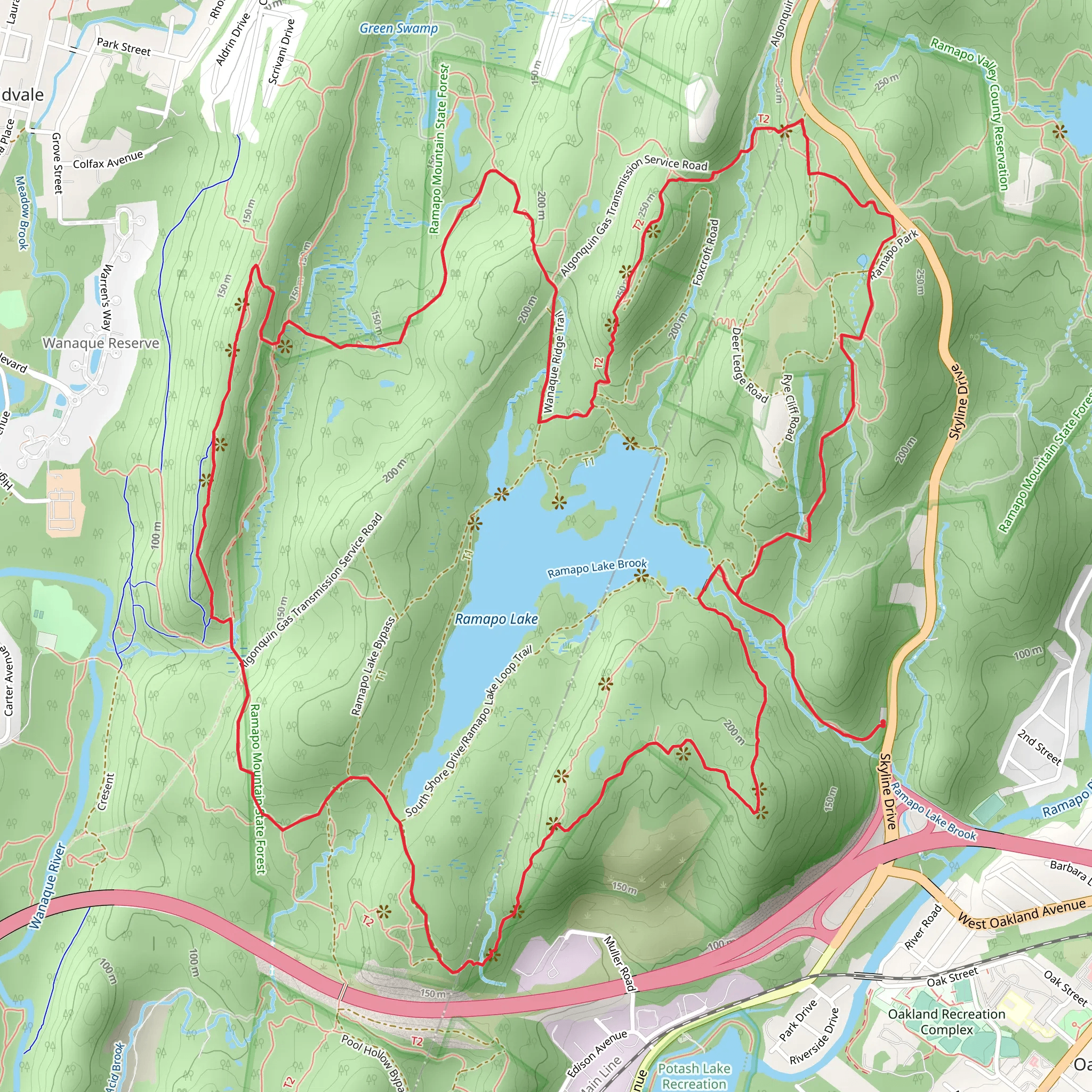 Ramapo Lake Loop via Wanaque Ridge Trail and MacEvoy Trail mobile static map
