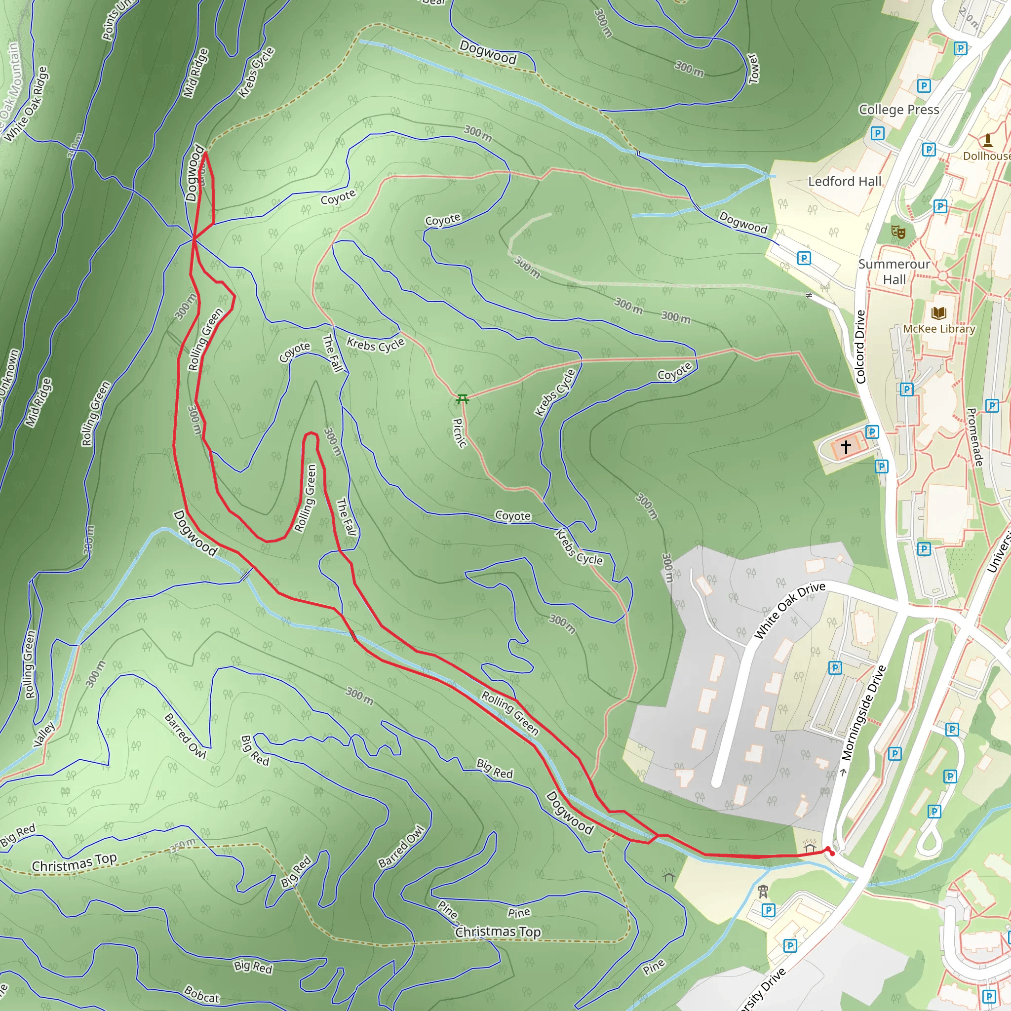 Dogwood and Rolling Green Loop mobile static map
