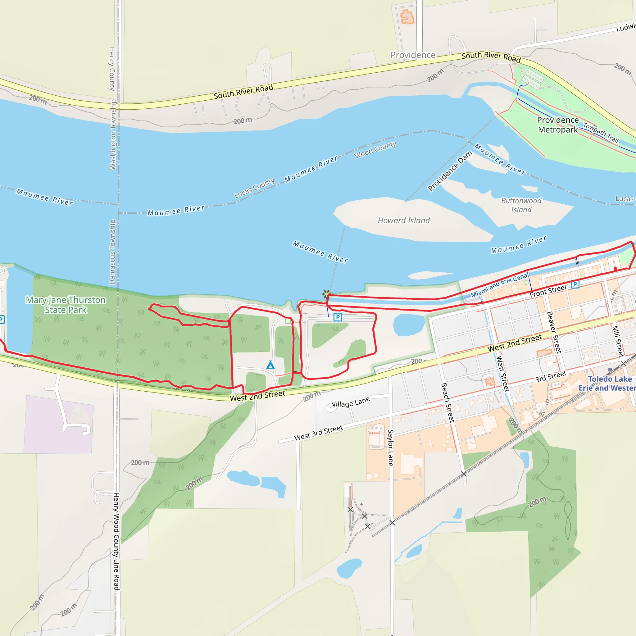 Miami and Erie Canal Loop mobile static map