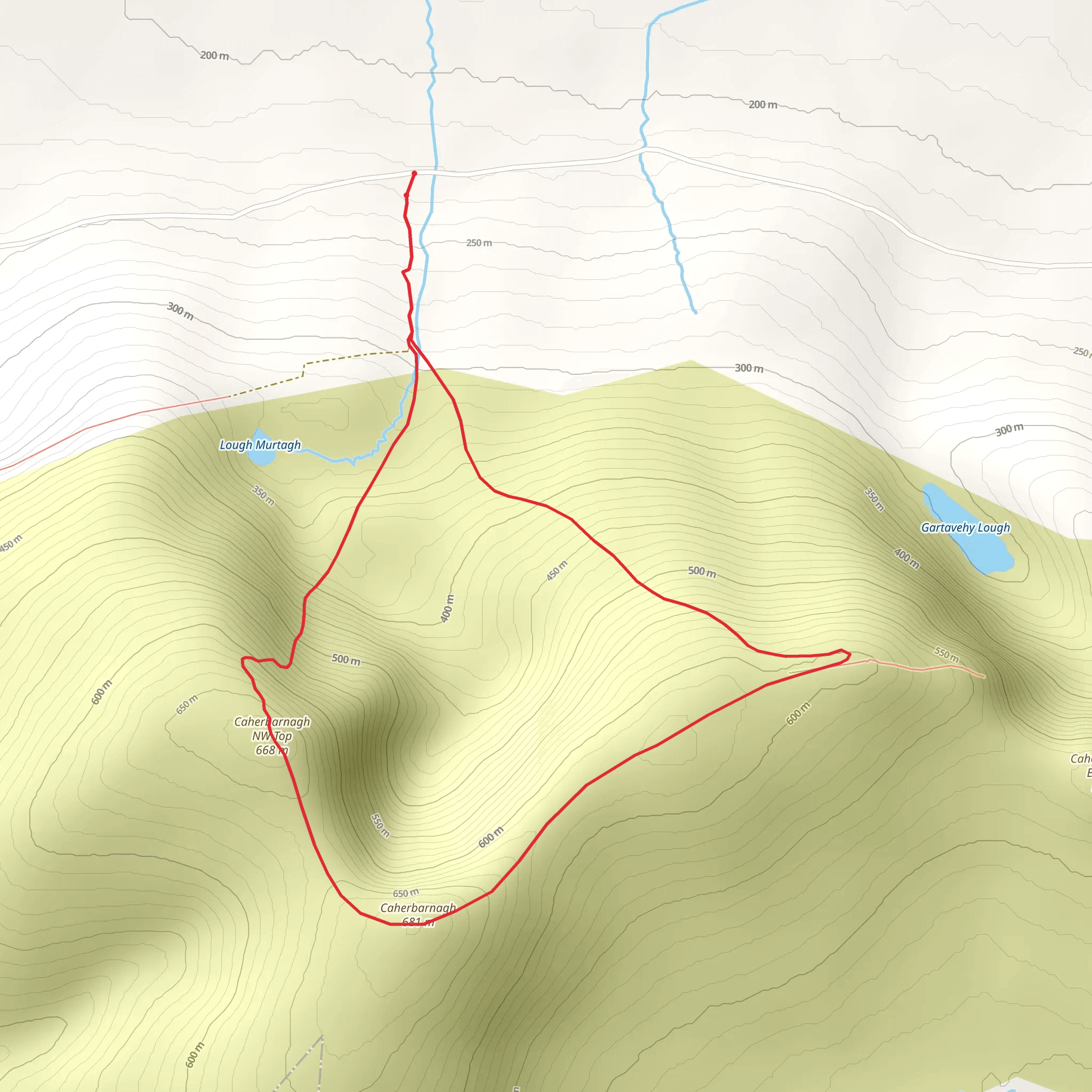 Caherbarnagh Mountain Loop mobile static map