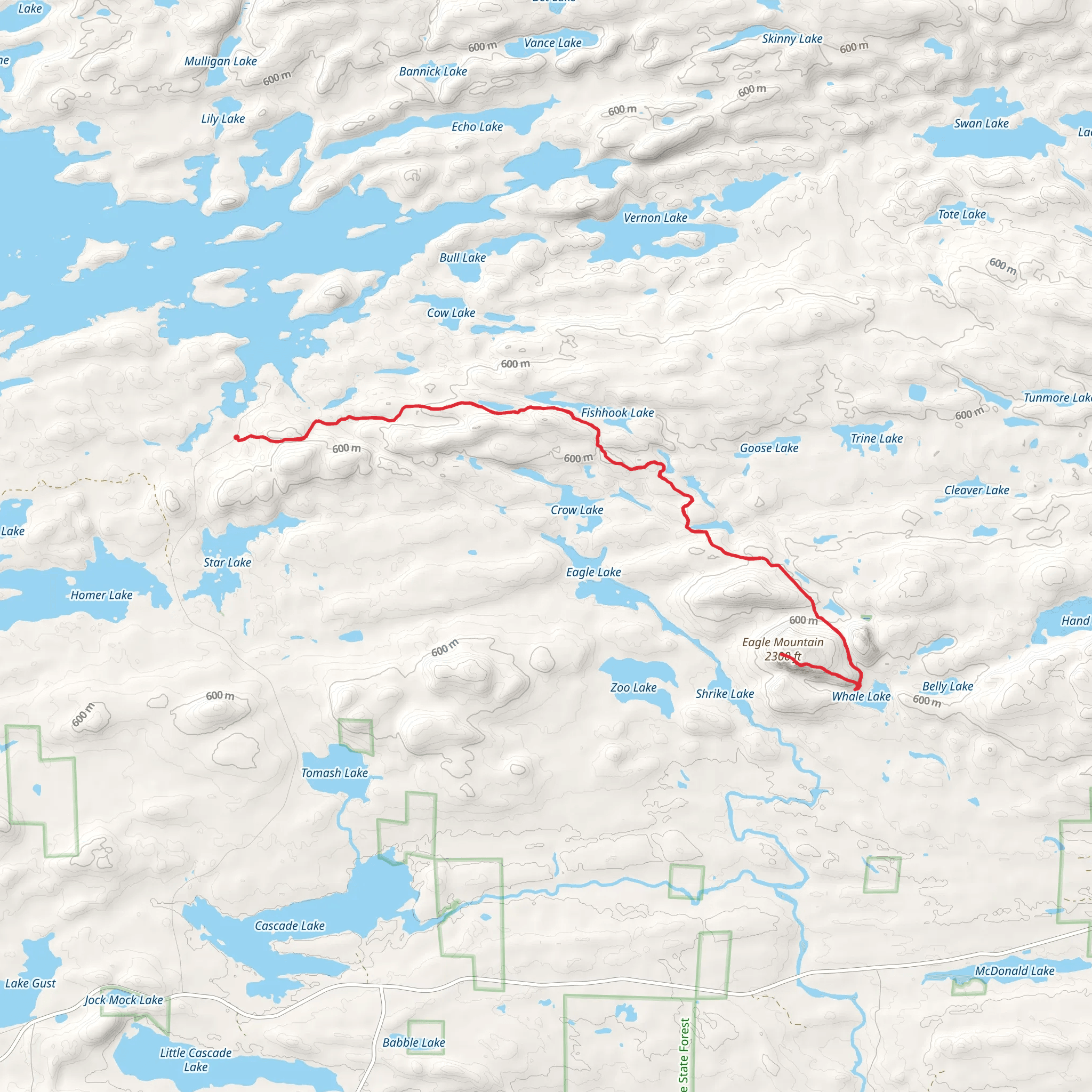 Brule Lake Trail to Eagle Mountain mobile static map