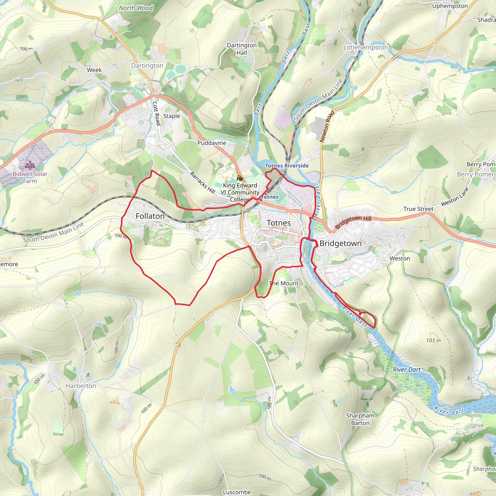Totnes River Walk mobile static map