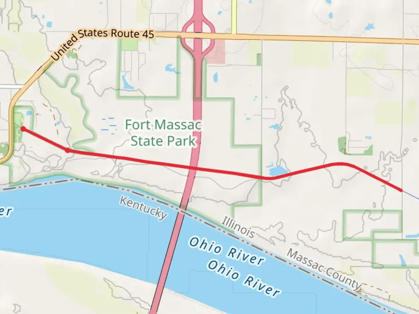 An image depicting the trail George Rogers Clark Discovery Trail - Short and its surrounding area.