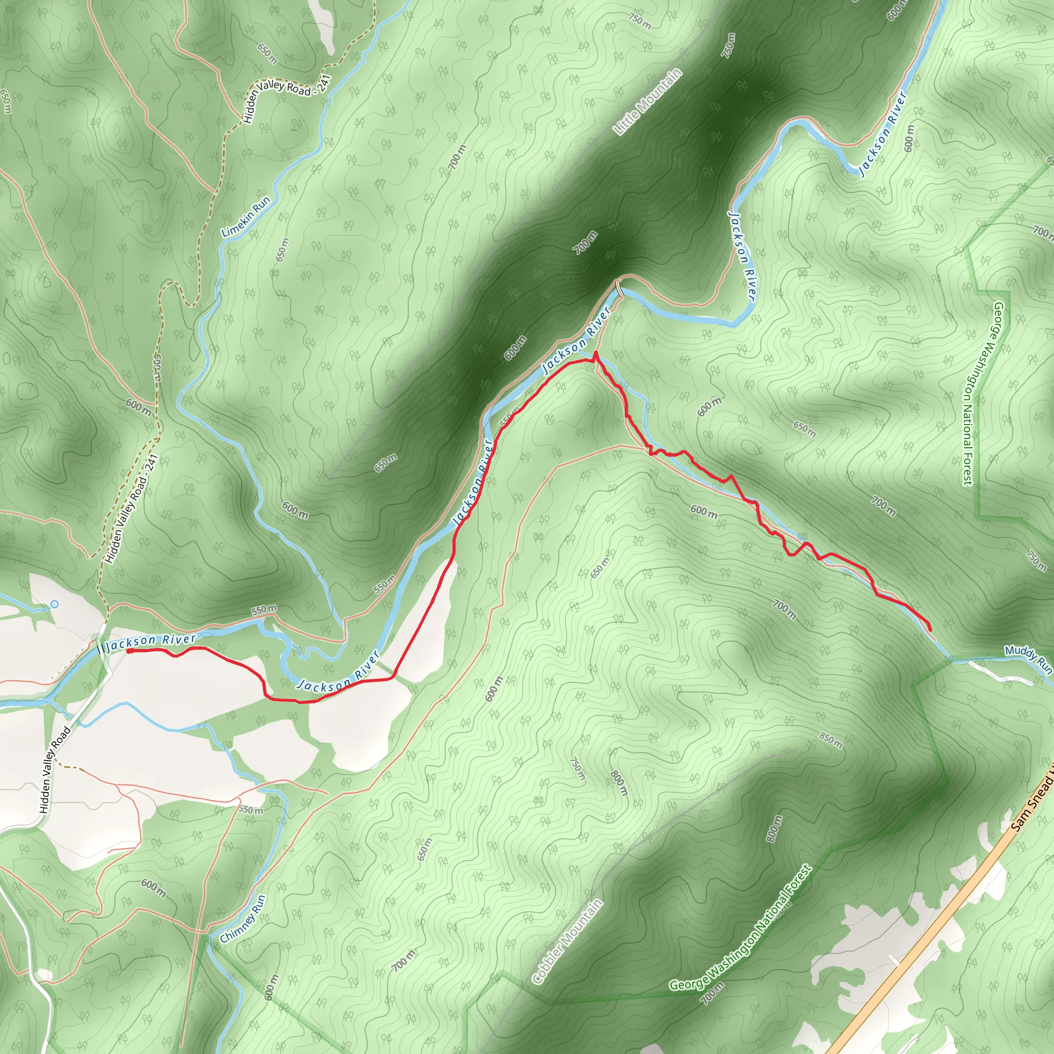 Muddy Trail via Hidden Valley Trail mobile static map