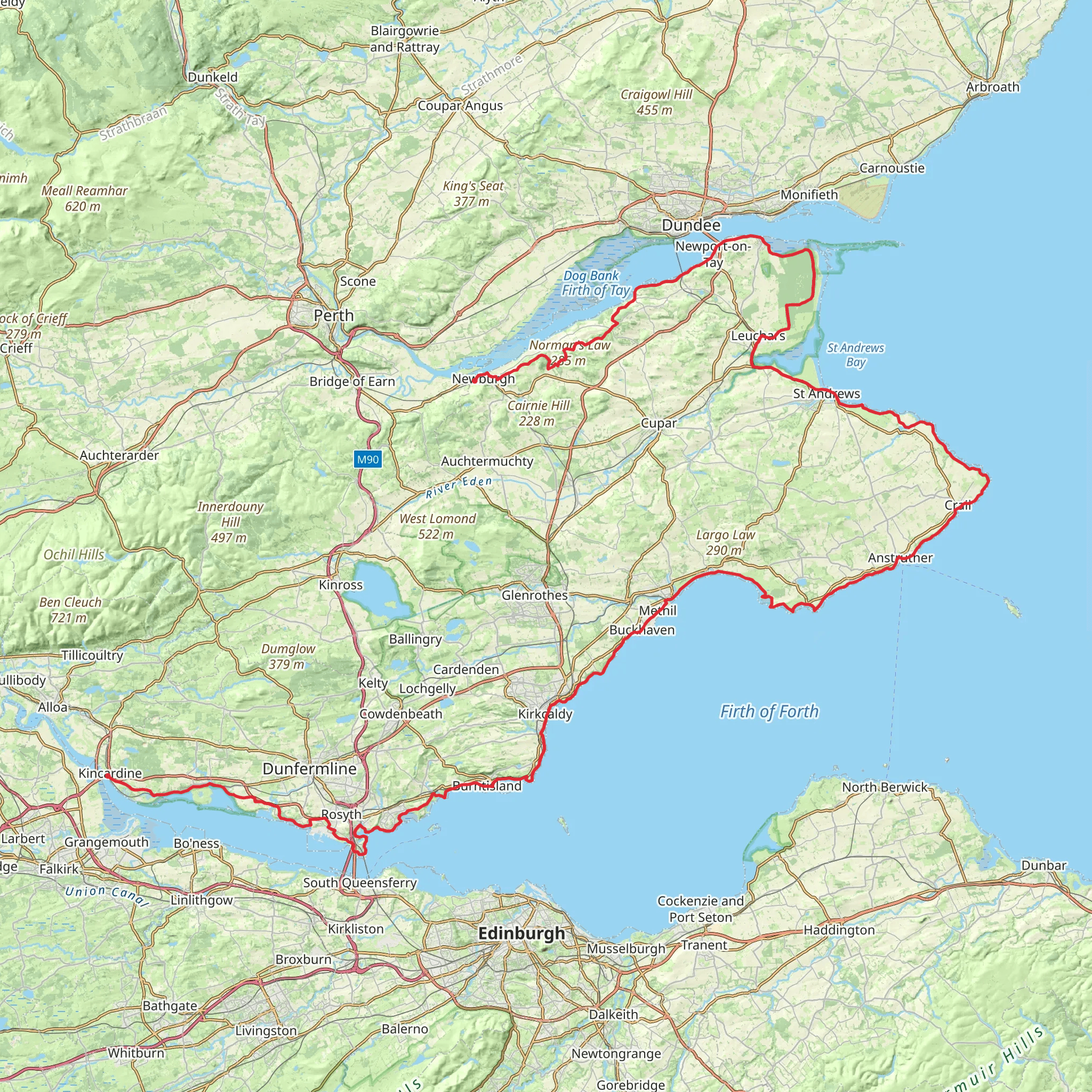 Fife Coastal Path mobile static map