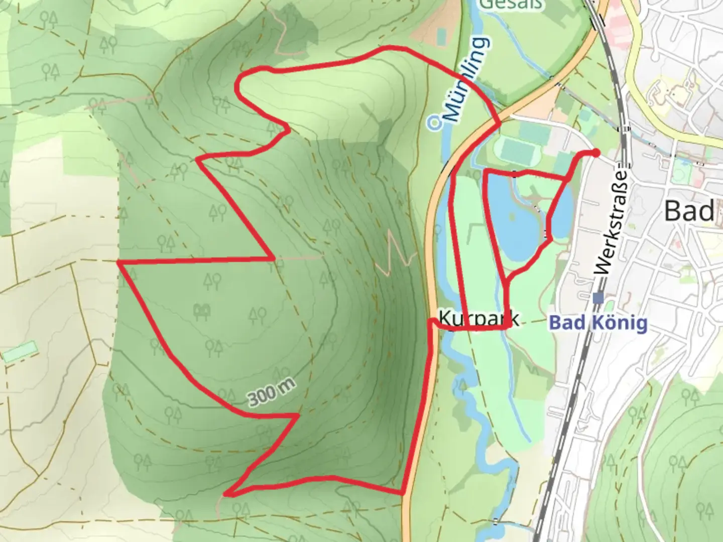 An image depicting the trail Jugenheim-Laudenbach and its surrounding area.