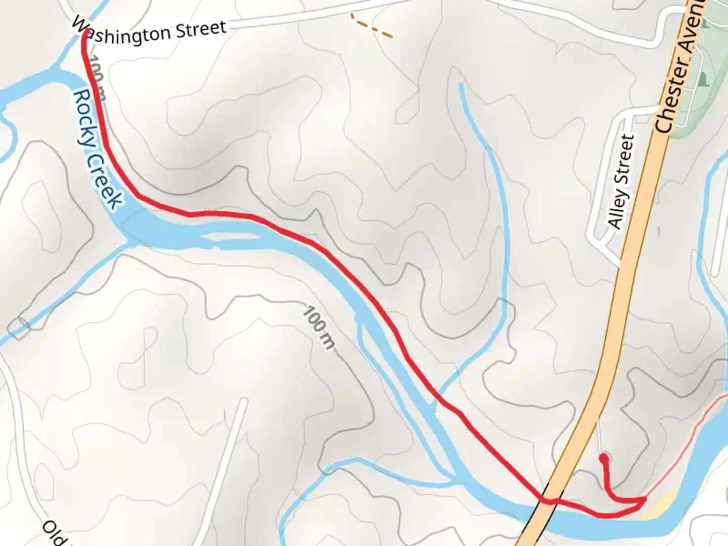 An image depicting the trail Rocky Creek Trail and its surrounding area.