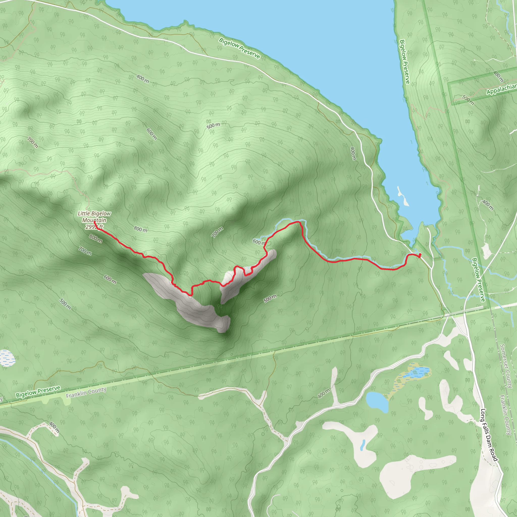 Little Bigelow Mountain via Chase Brook mobile static map