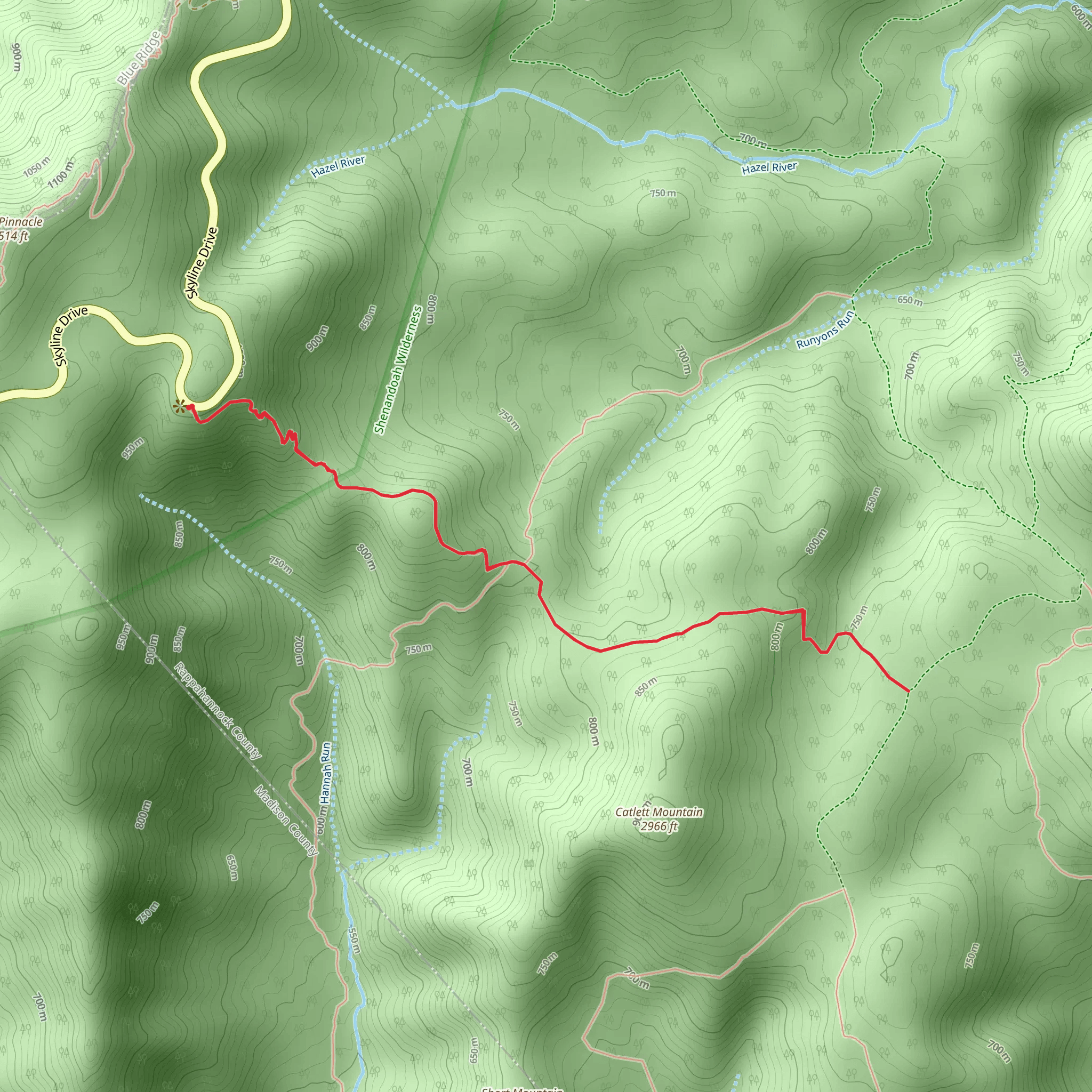 Catlett Mountain Trail mobile static map
