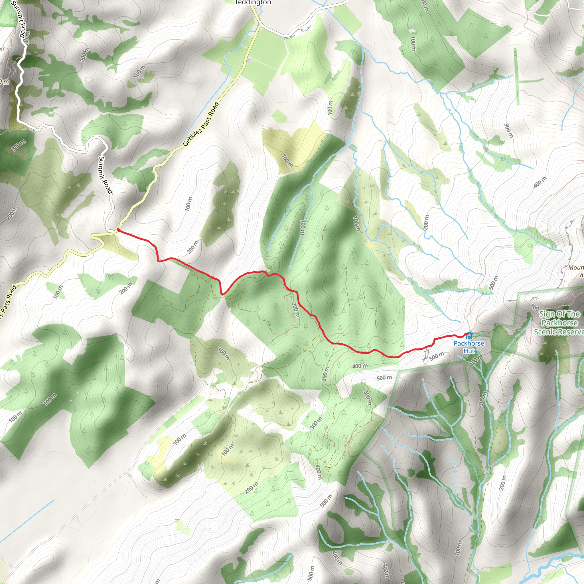 Packhorse Hut via Mount Herbert Walkway mobile static map