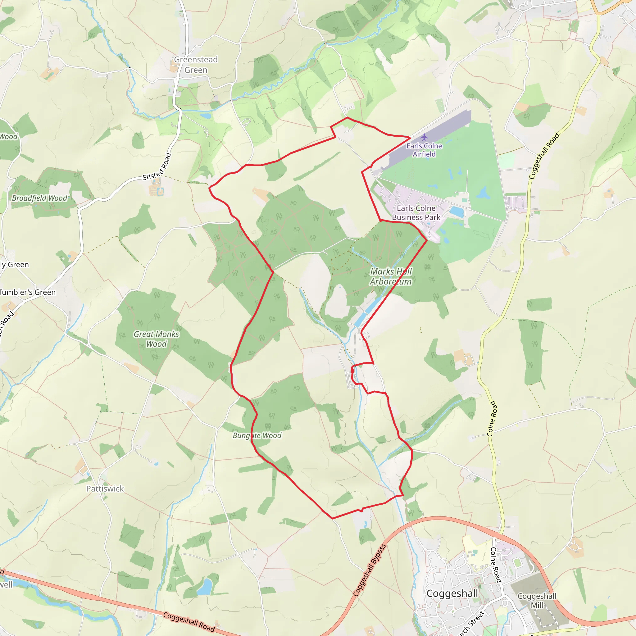 Marks Hall Arboretum Loop mobile static map
