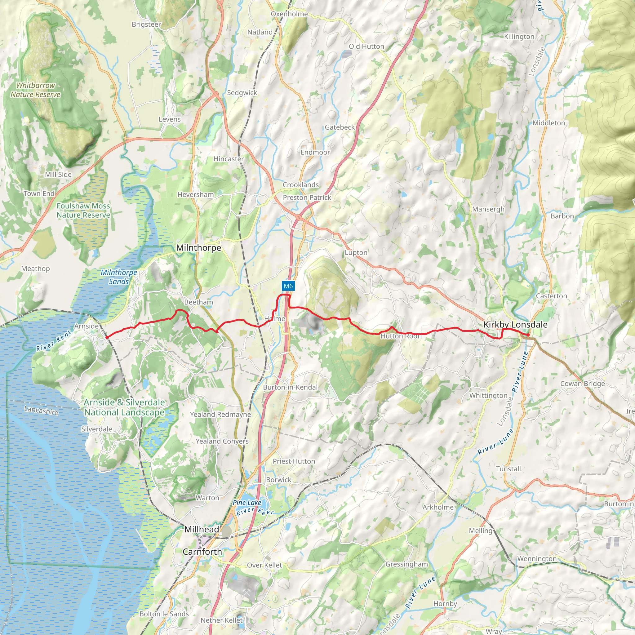 Limestone Link from Arnside to Kirkby Lonsdale mobile static map