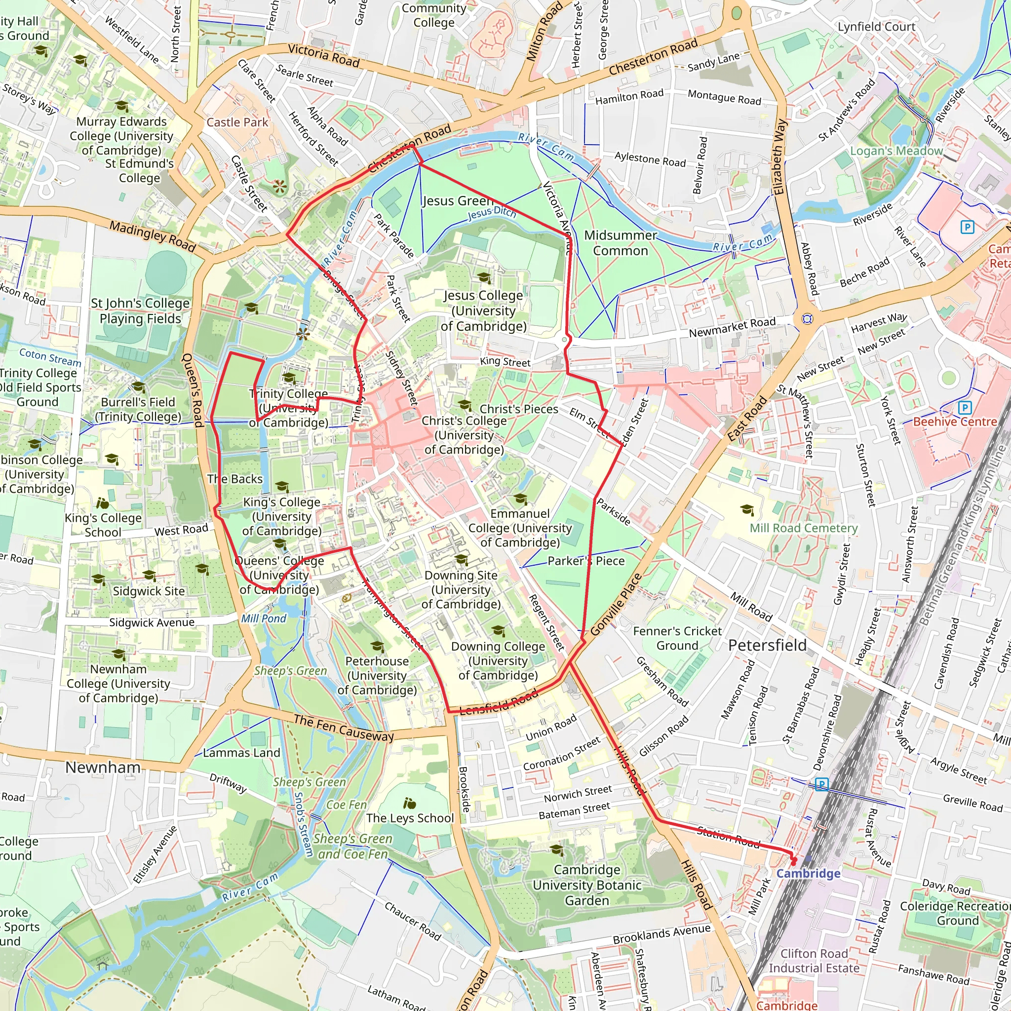 Cambridge Backs Loop Walk mobile static map
