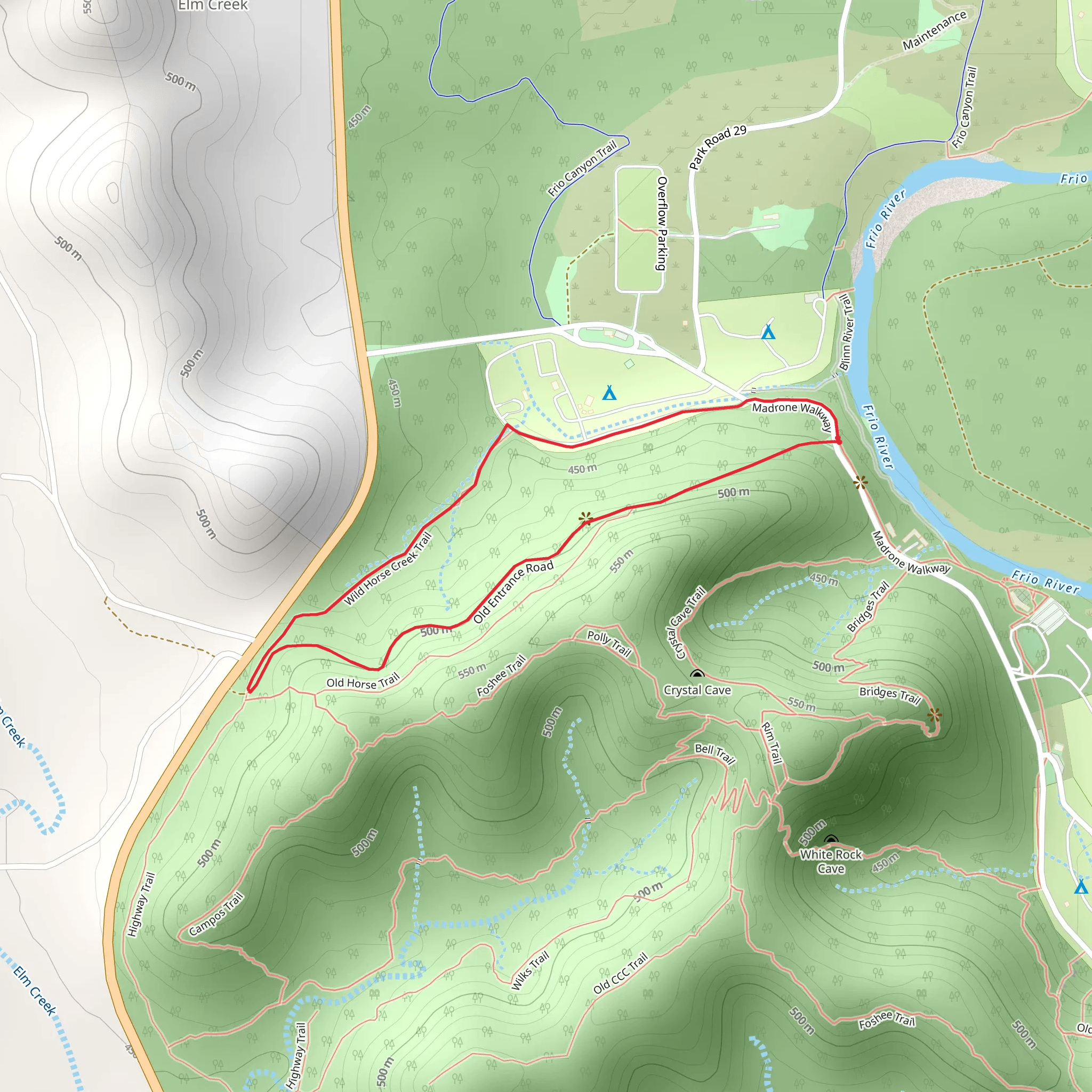 Old Entrance Road, Wild Horse Creek Trail and Madrone Loop Walkway mobile static map