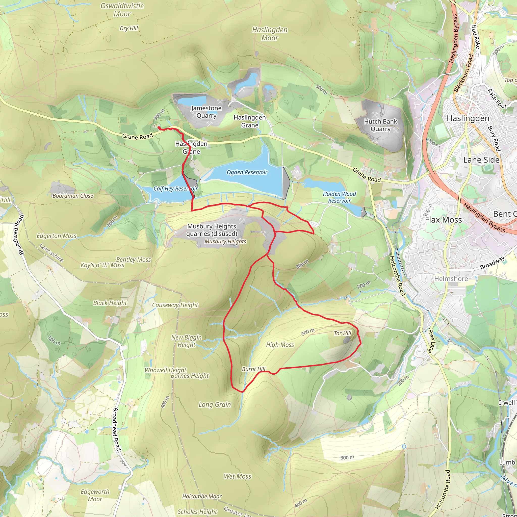 Tor Hill and High Moss near Haslingden mobile static map