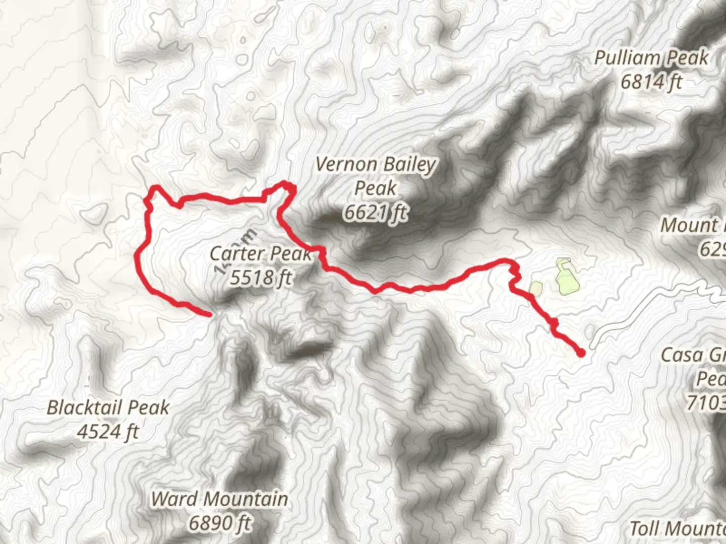 An image depicting the trail Window and Cattail Falls Trail and its surrounding area.