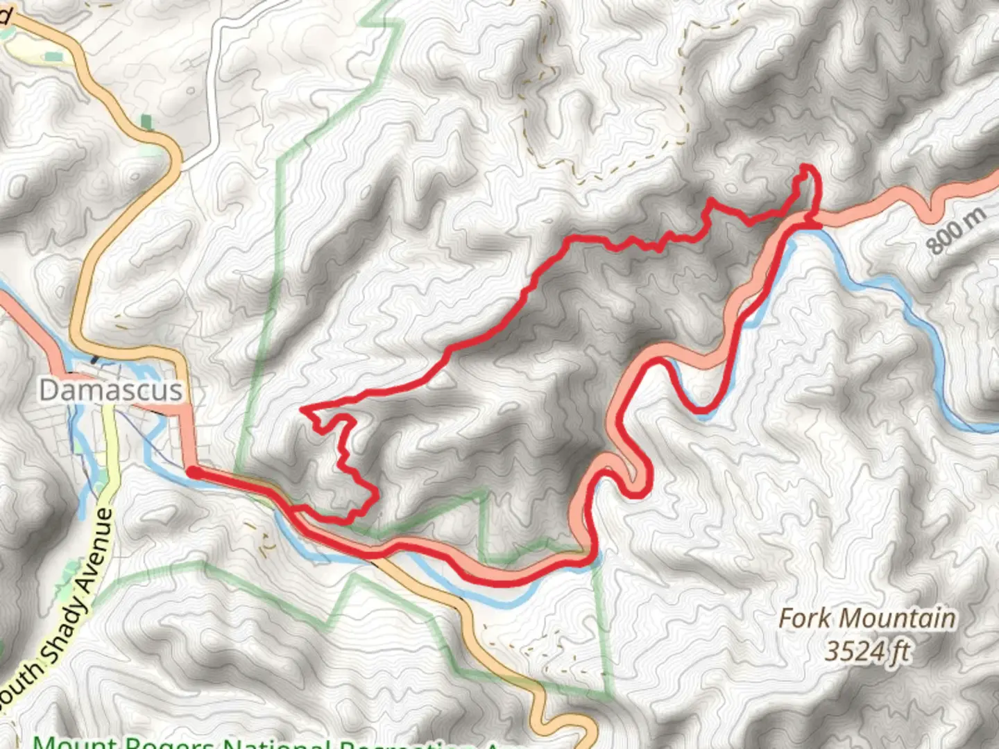 An image depicting the trail Appalachian and Virginia Creeper Loop Trail and its surrounding area.