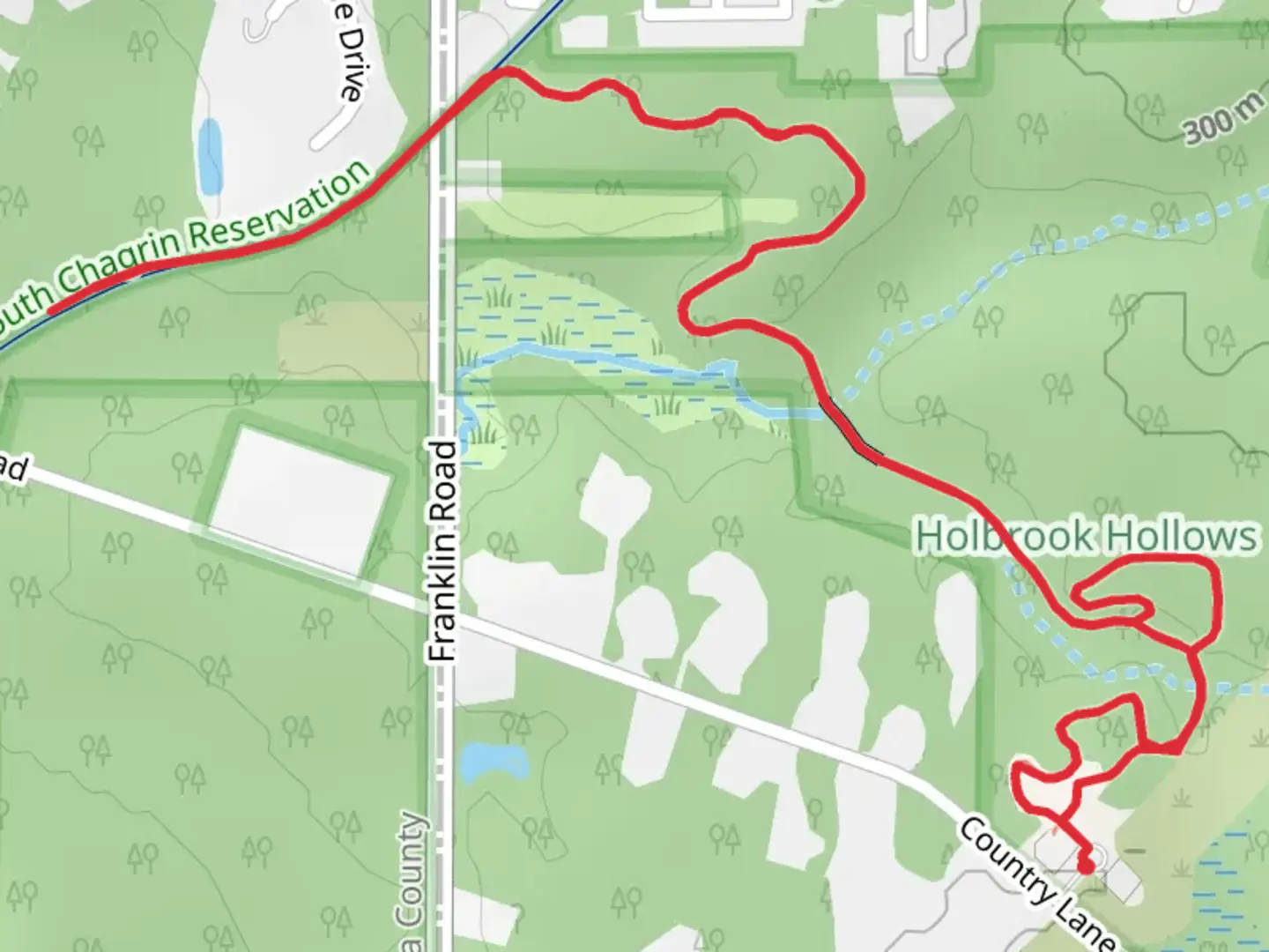 An image depicting the trail White Pine Way and Old Ironsides Run Walk and its surrounding area.