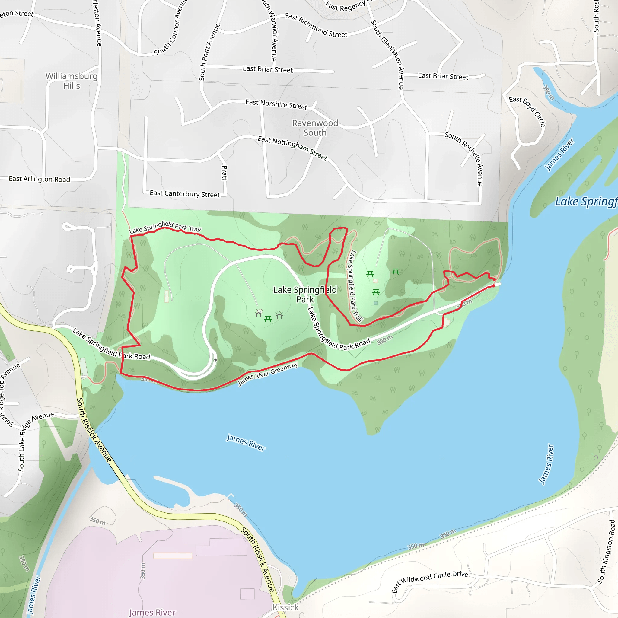 James River and Greenway Trail mobile static map