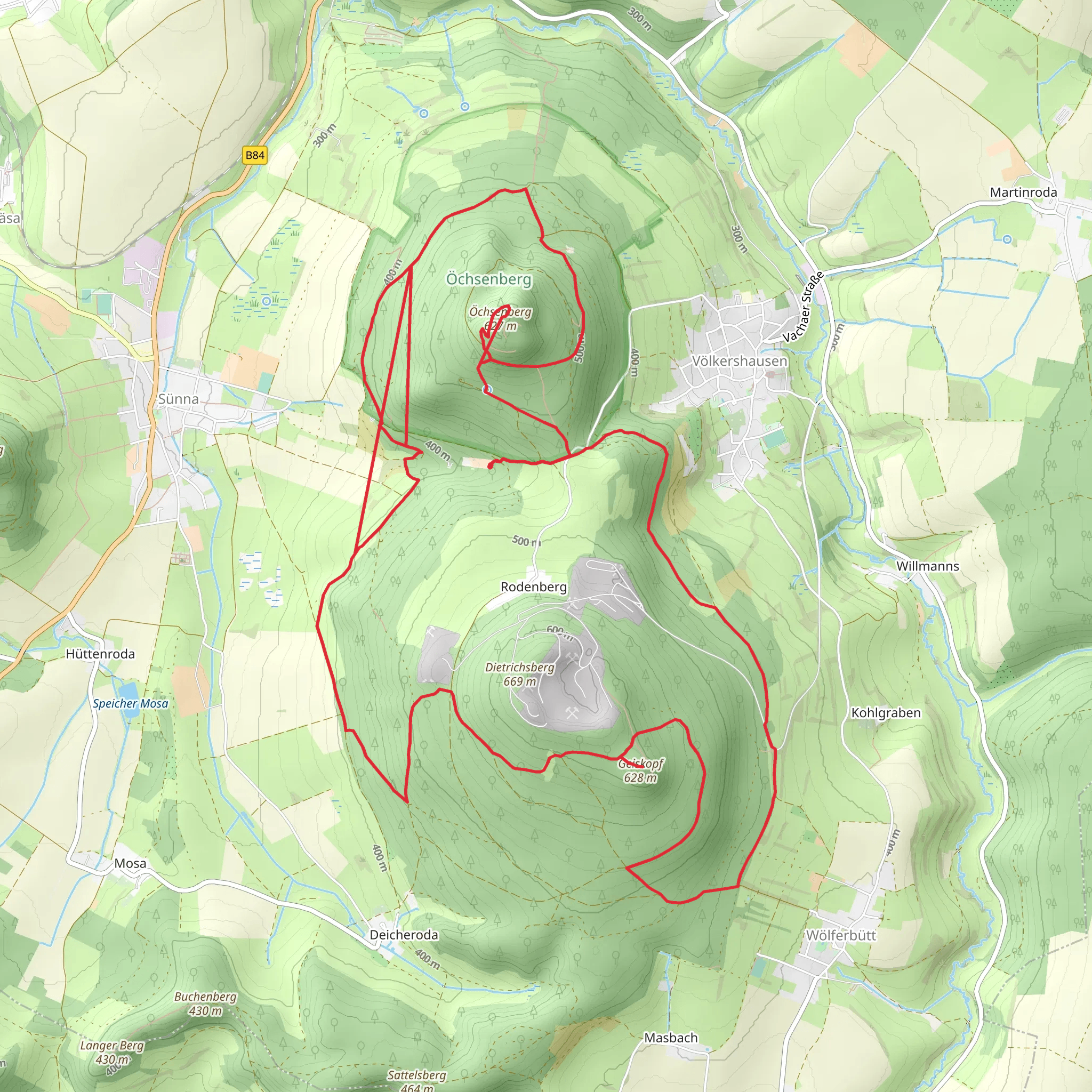 Ochsen and Dietrichsberg Loop mobile static map