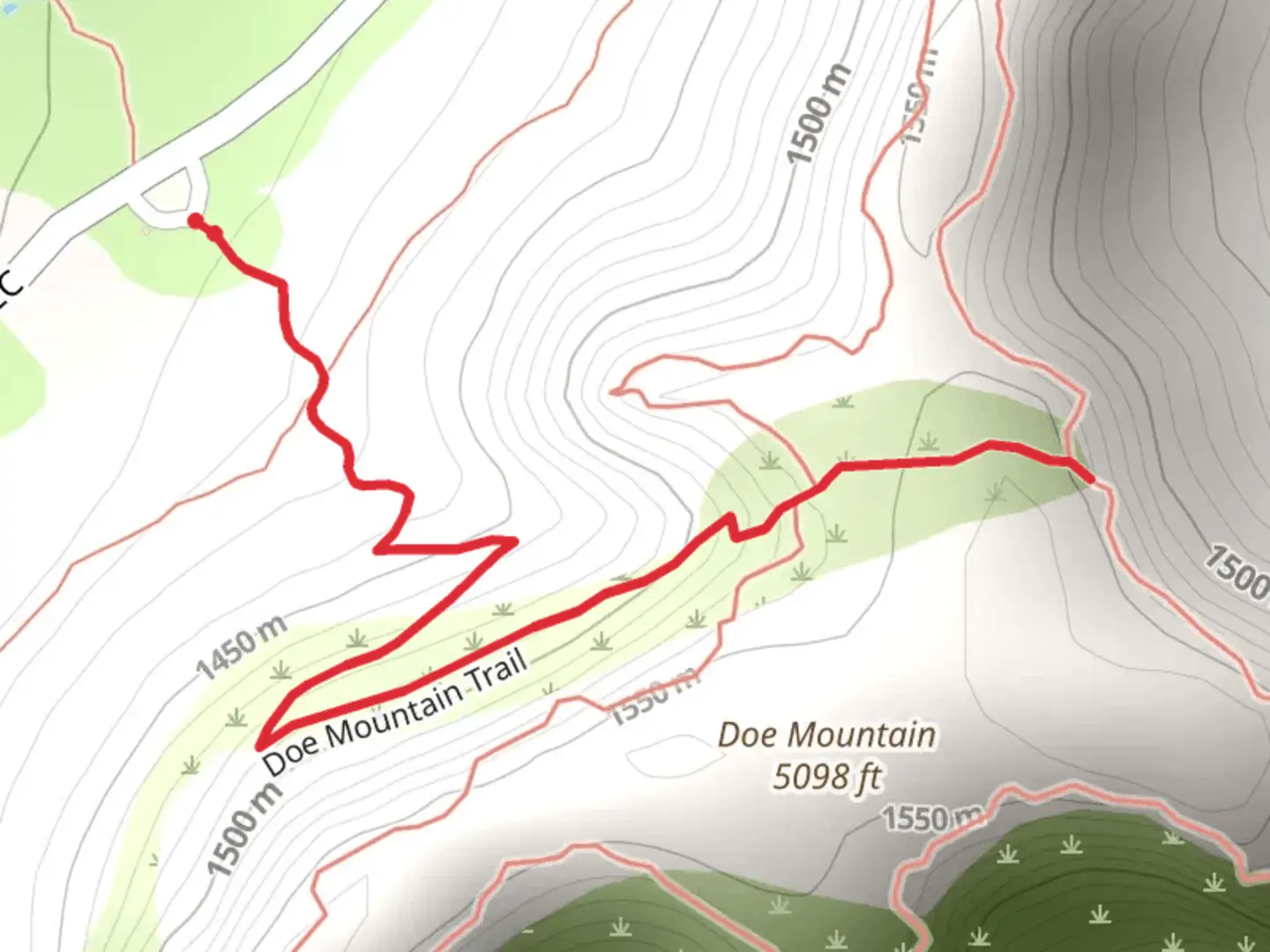 An image depicting the trail Doe Mountain Trail and its surrounding area.