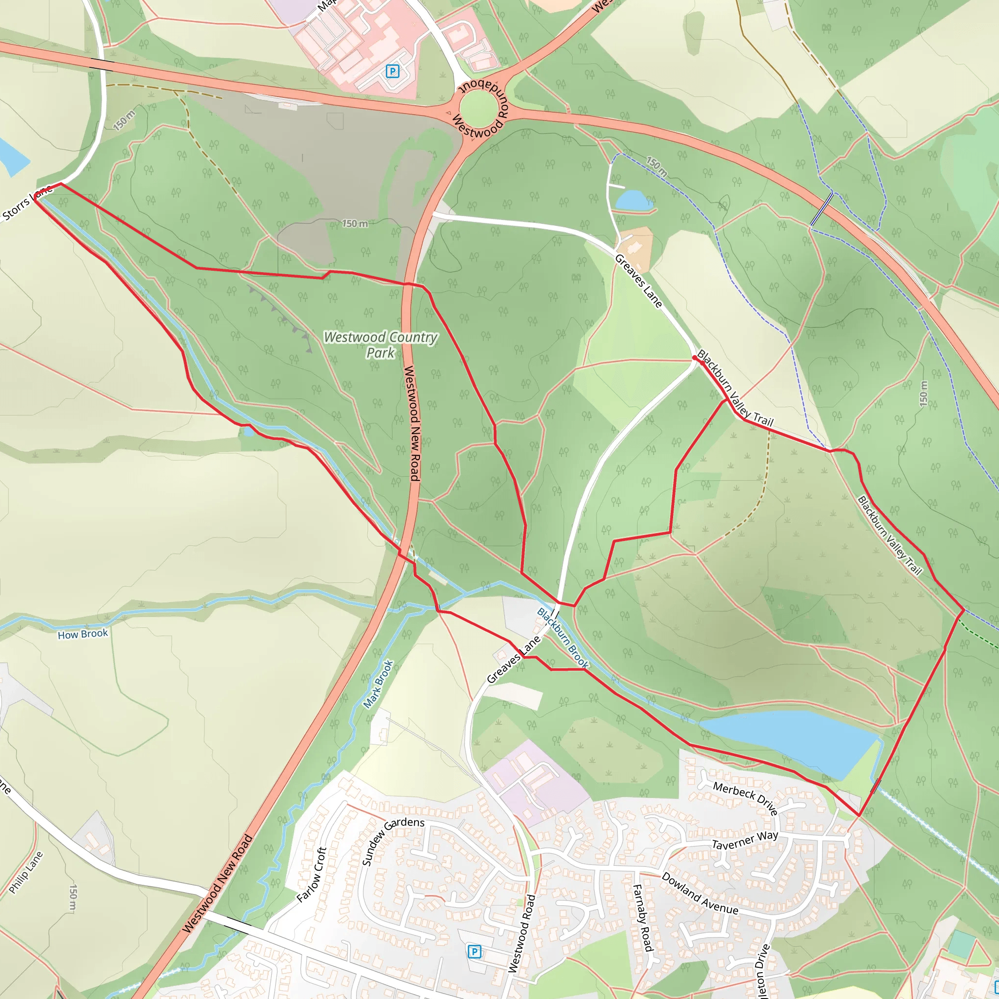 Westwood Country Park Loop mobile static map