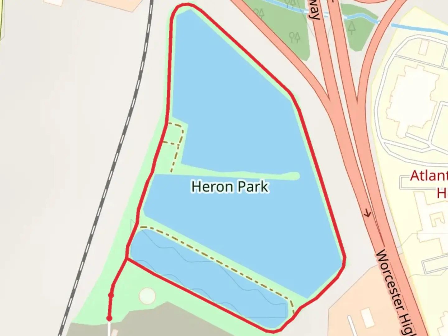 An image depicting the trail Heron Park Loop and its surrounding area.
