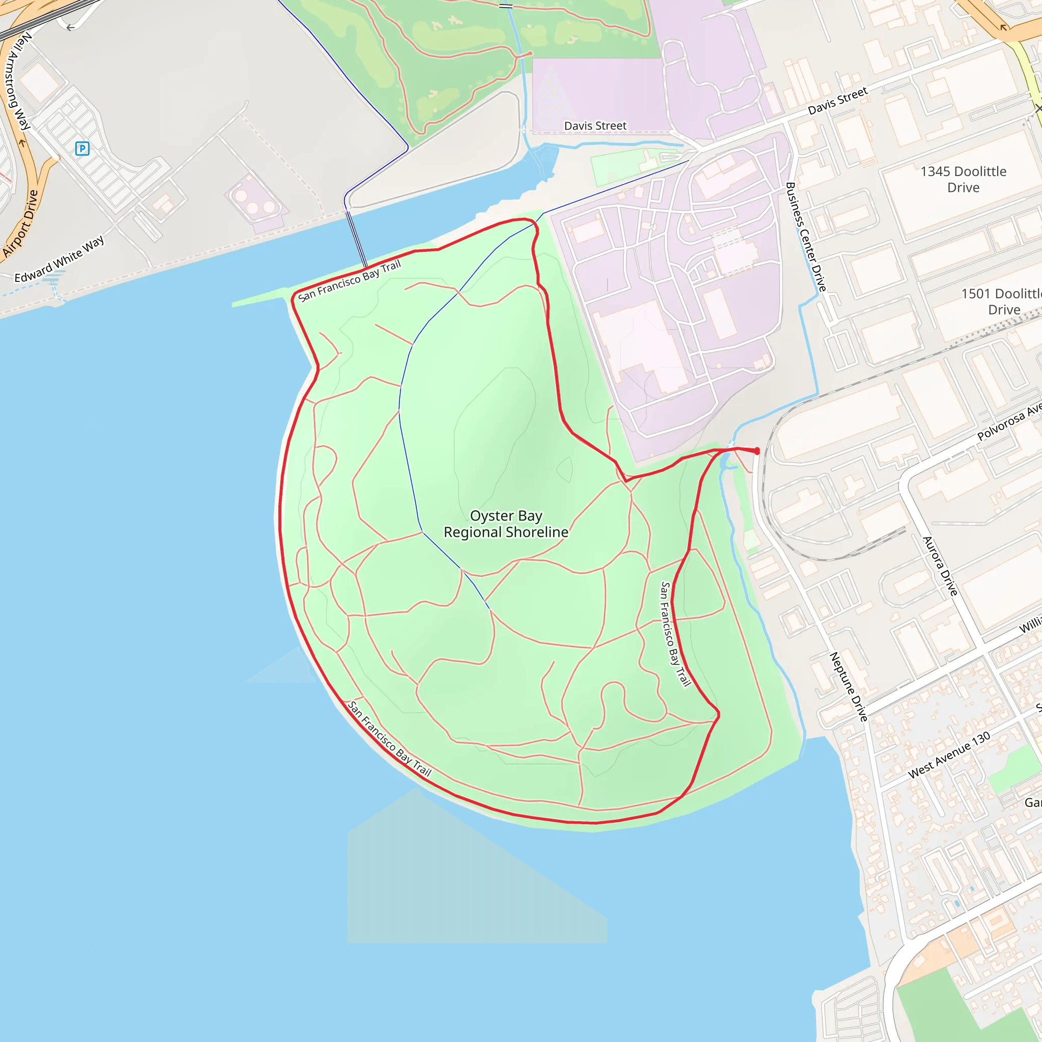 Oyster Bay Regional Shoreline Loop via San Francisco Bay Trail mobile static map