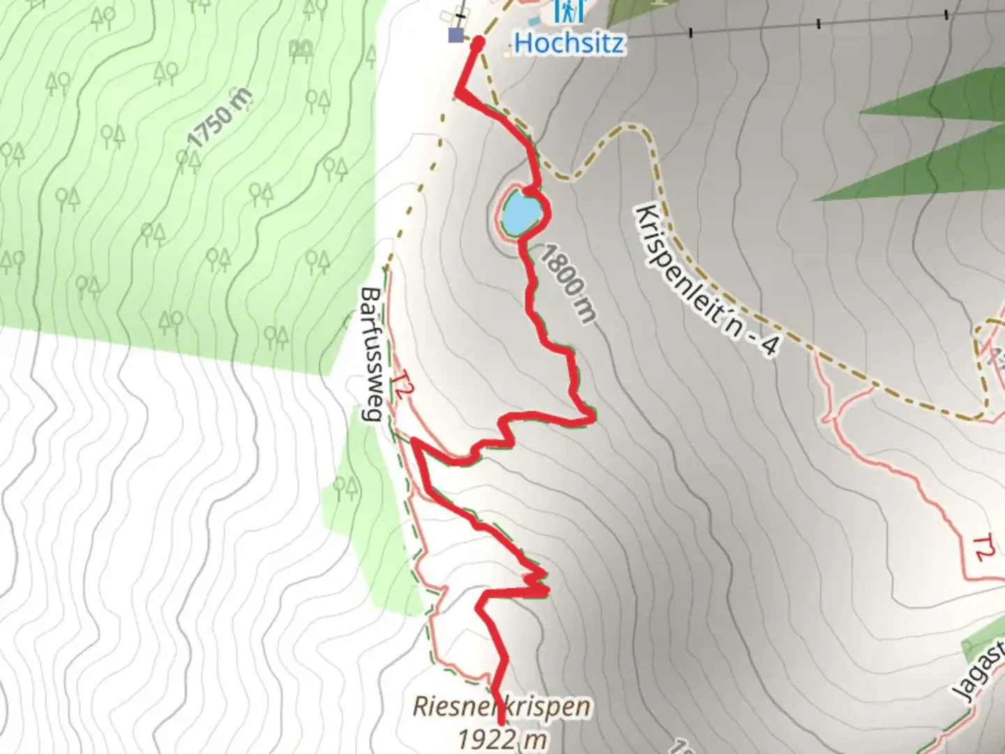 An image depicting the trail Riesneralm Summit Barefoot Path and its surrounding area.