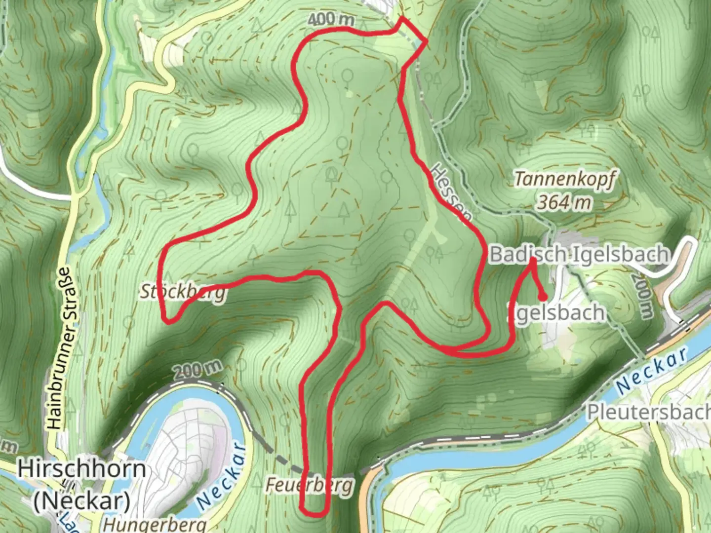 An image depicting the trail Neckarsteig and Igelsbach and its surrounding area.