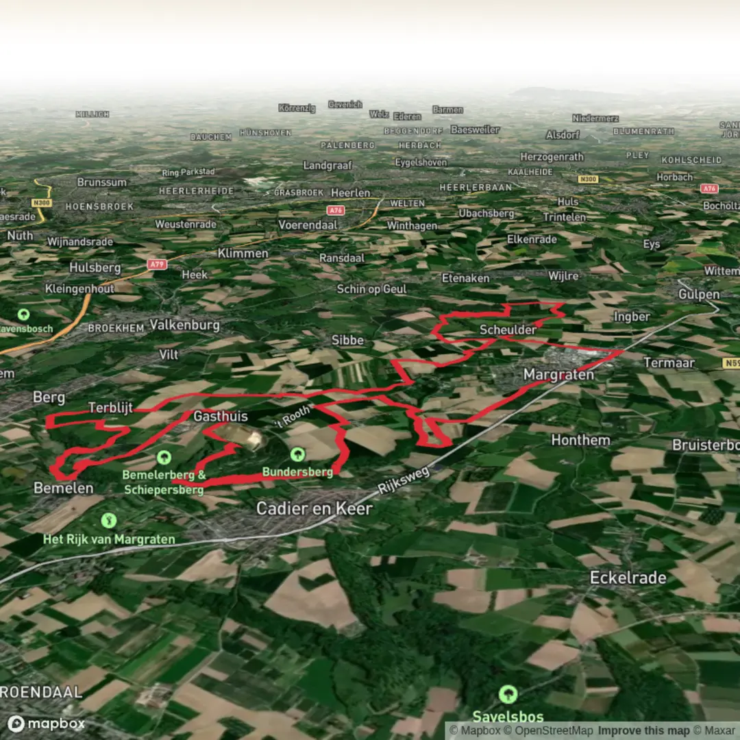 An image depicting the trail Margraten, Krijtlandpad and Pieterpad deel Loop and its surrounding area.