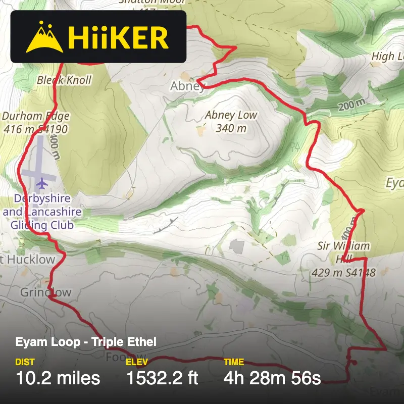 A map preview of the recording Eyam Loop - Triple Ethel.