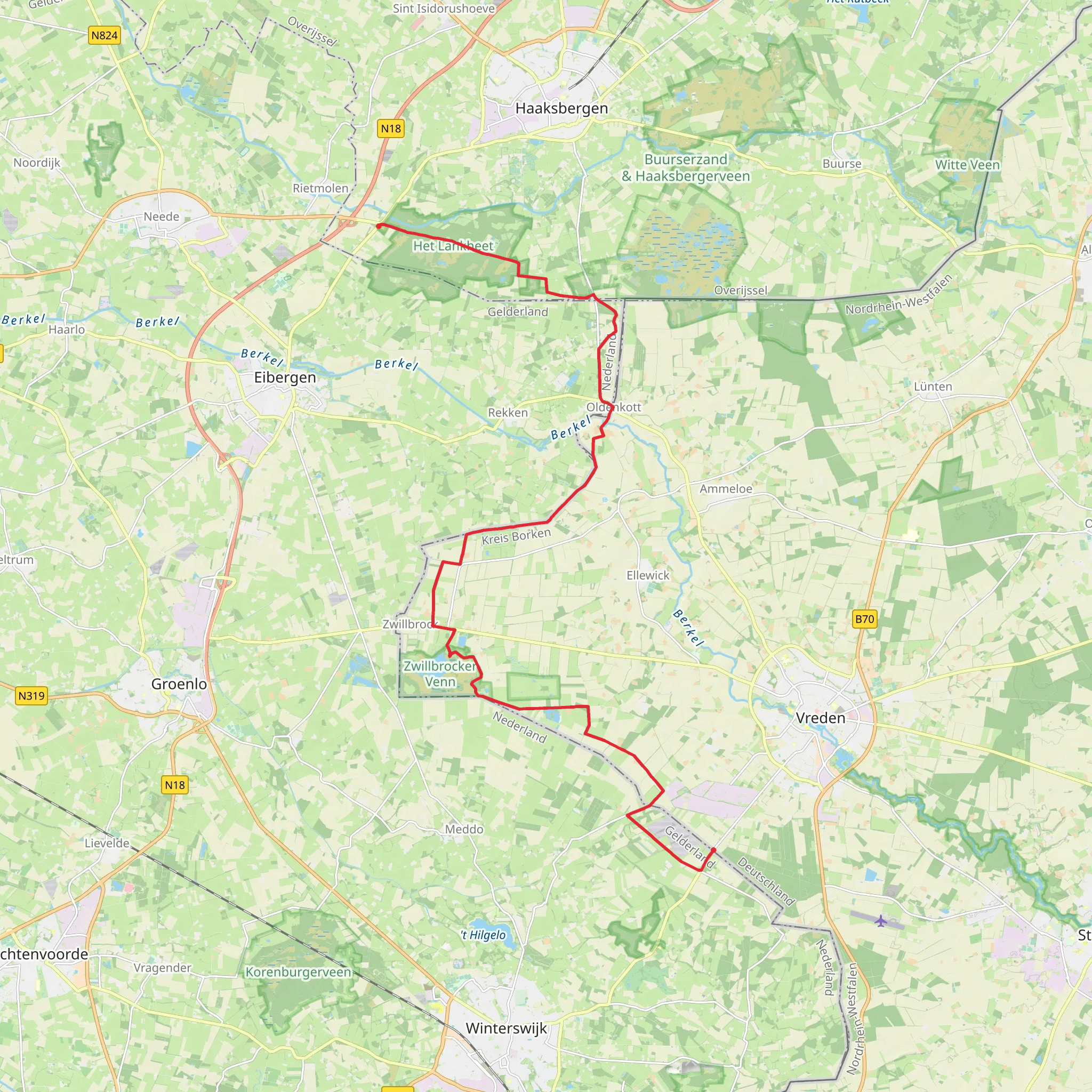Grenzubergang to Rietmolen via Hellenveld Weg and Assink Weg mobile static map