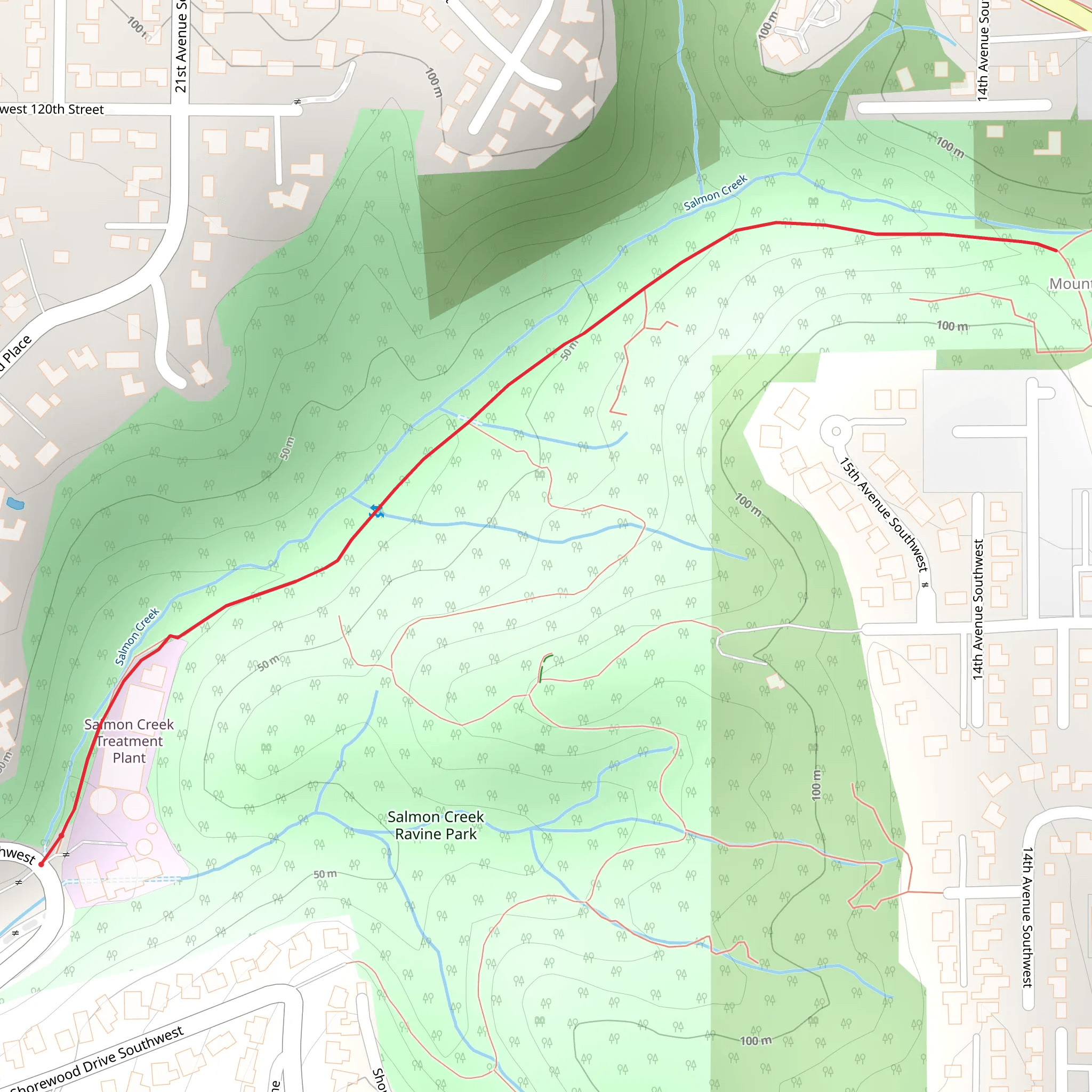 Walk beside Salmon Creek mobile static map
