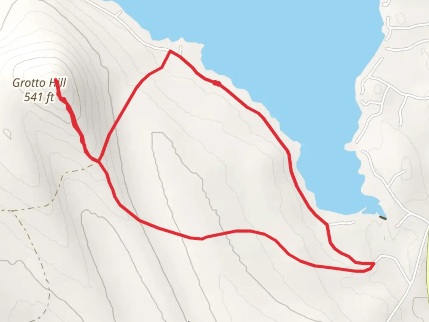 An image depicting the trail Grotto Hill Loop and its surrounding area.