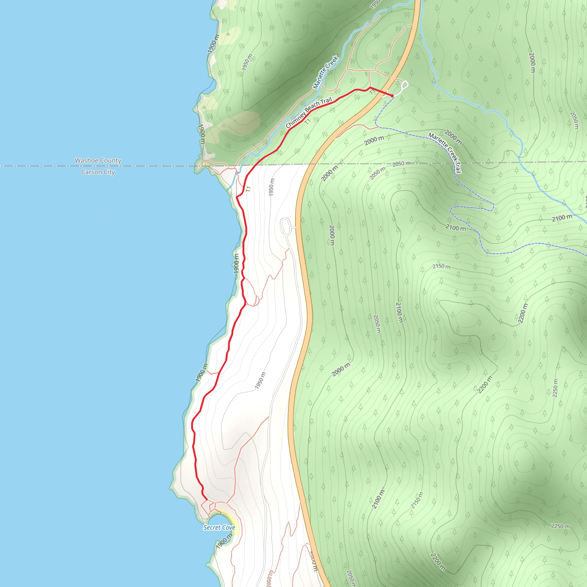 Chimney Beach Trail mobile static map
