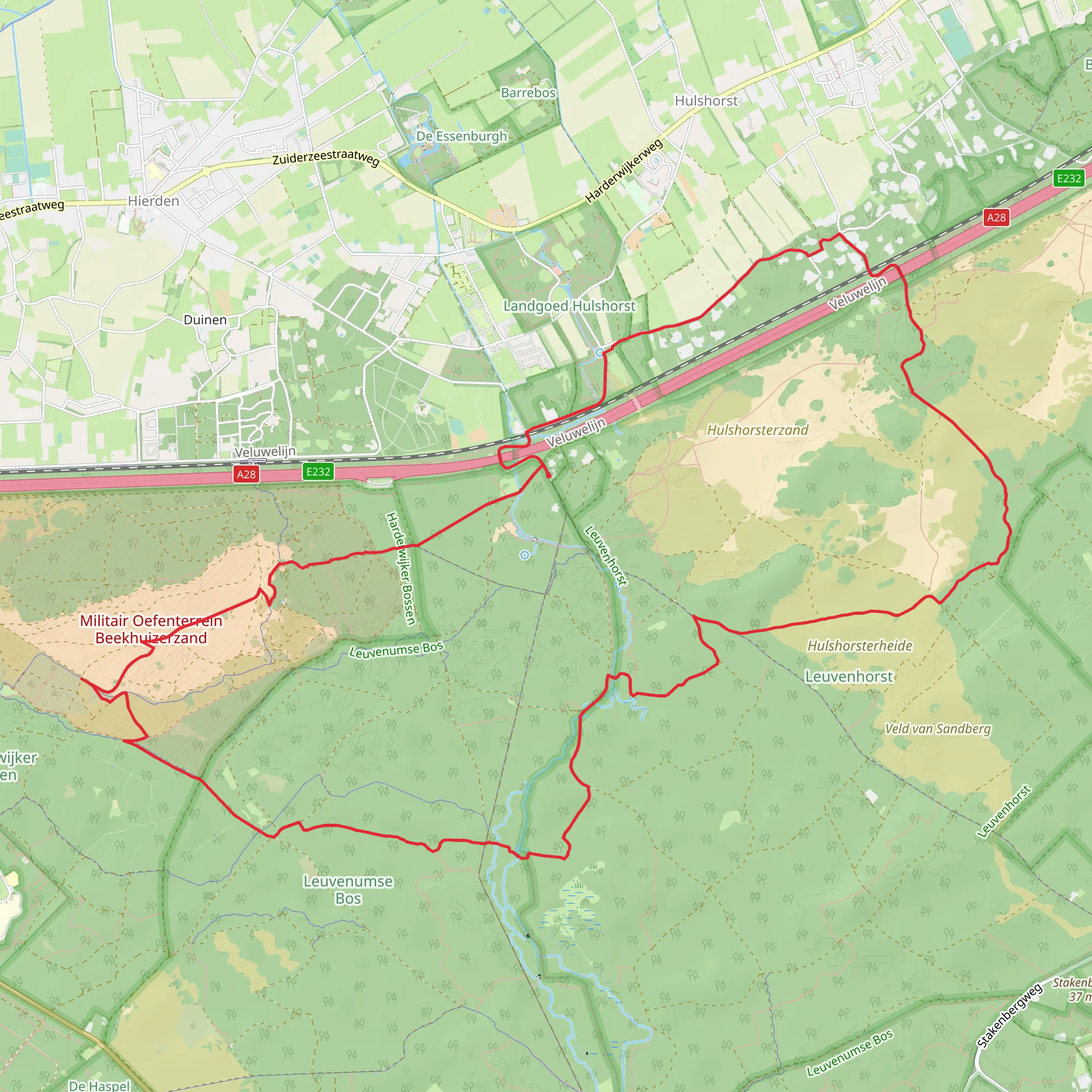 Hulshorsterheide and Beekhiozerzand via Kroopmanspad mobile static map