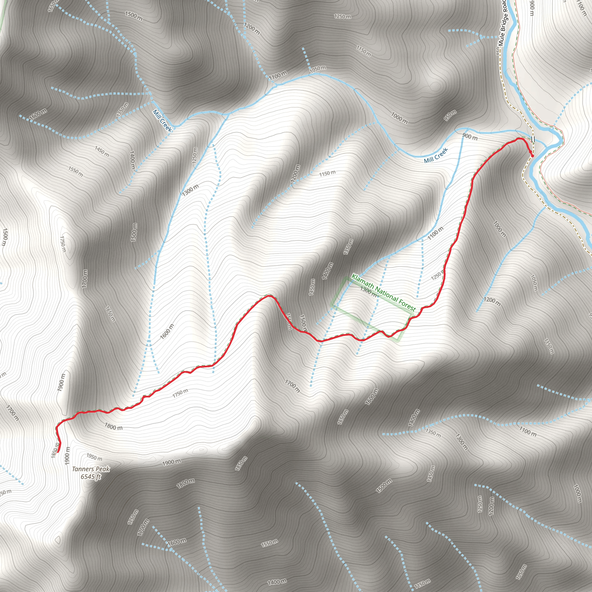 Tanners Peak Trail mobile static map