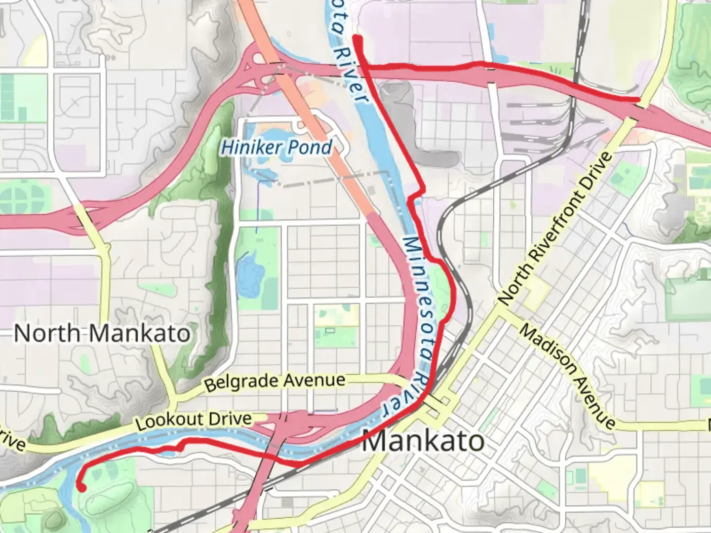 An image depicting the trail Minnesota River Trail - LeHillier and its surrounding area.