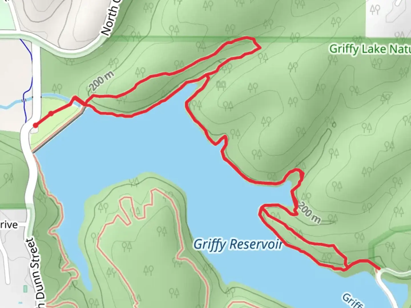 An image depicting the trail Griffy Reservoir - North Shore Loop Trail and its surrounding area.