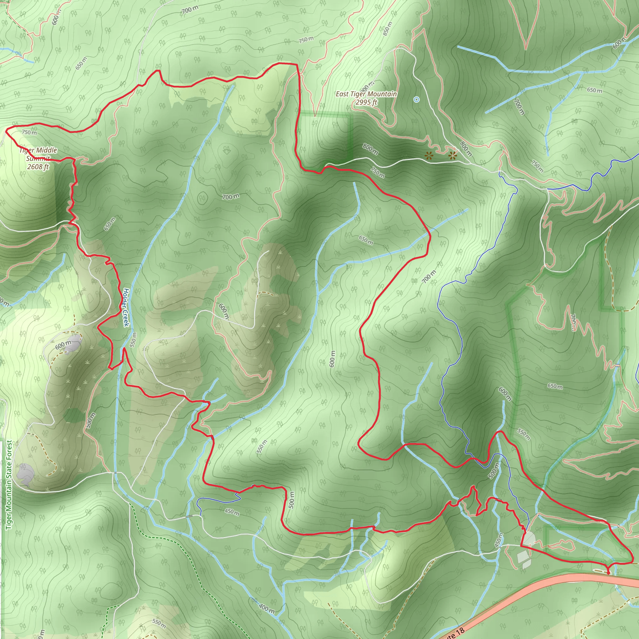 Tiger Middle Summit Loop mobile static map