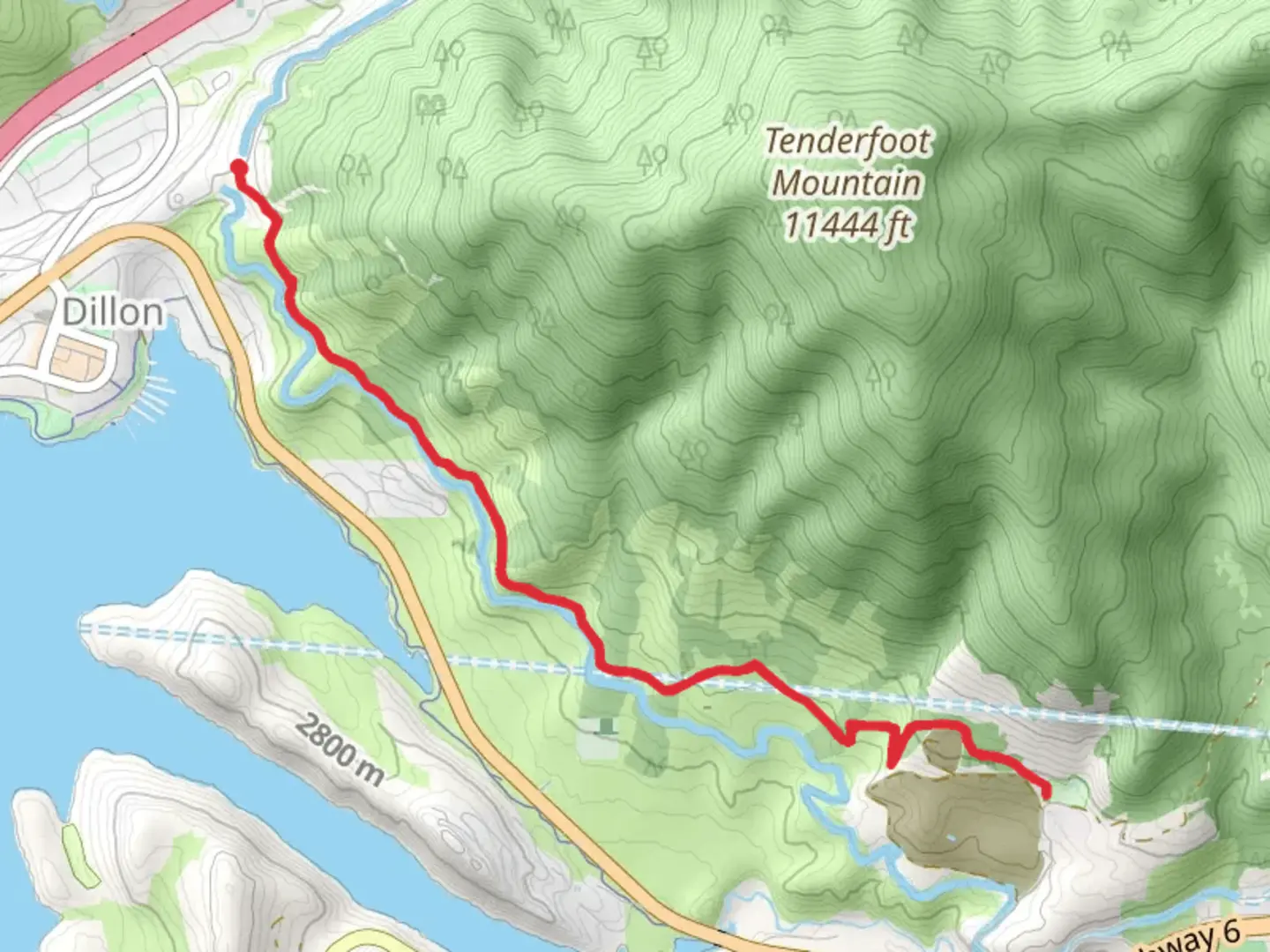 An image depicting the trail Tenderfoot Trail Road and its surrounding area.