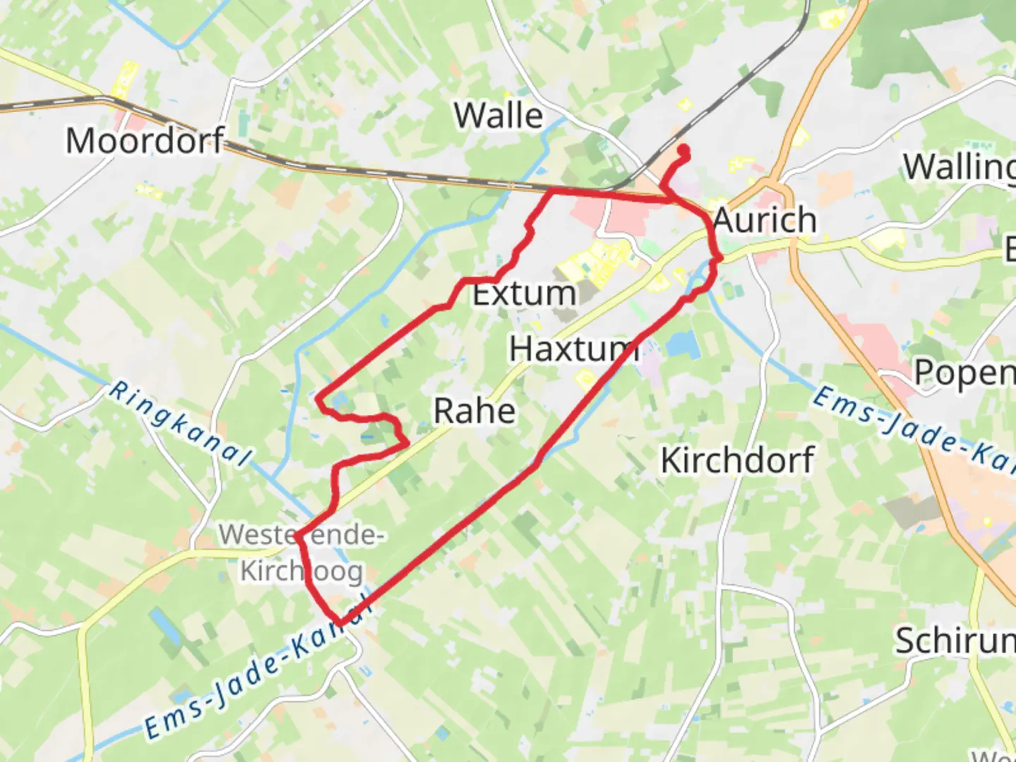 An image depicting the trail Aurich - Ems-Jade Weg and its surrounding area.