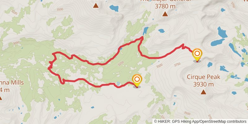 Cottonwood Lakes to Upper Rock Creek Loop stage 2 Map