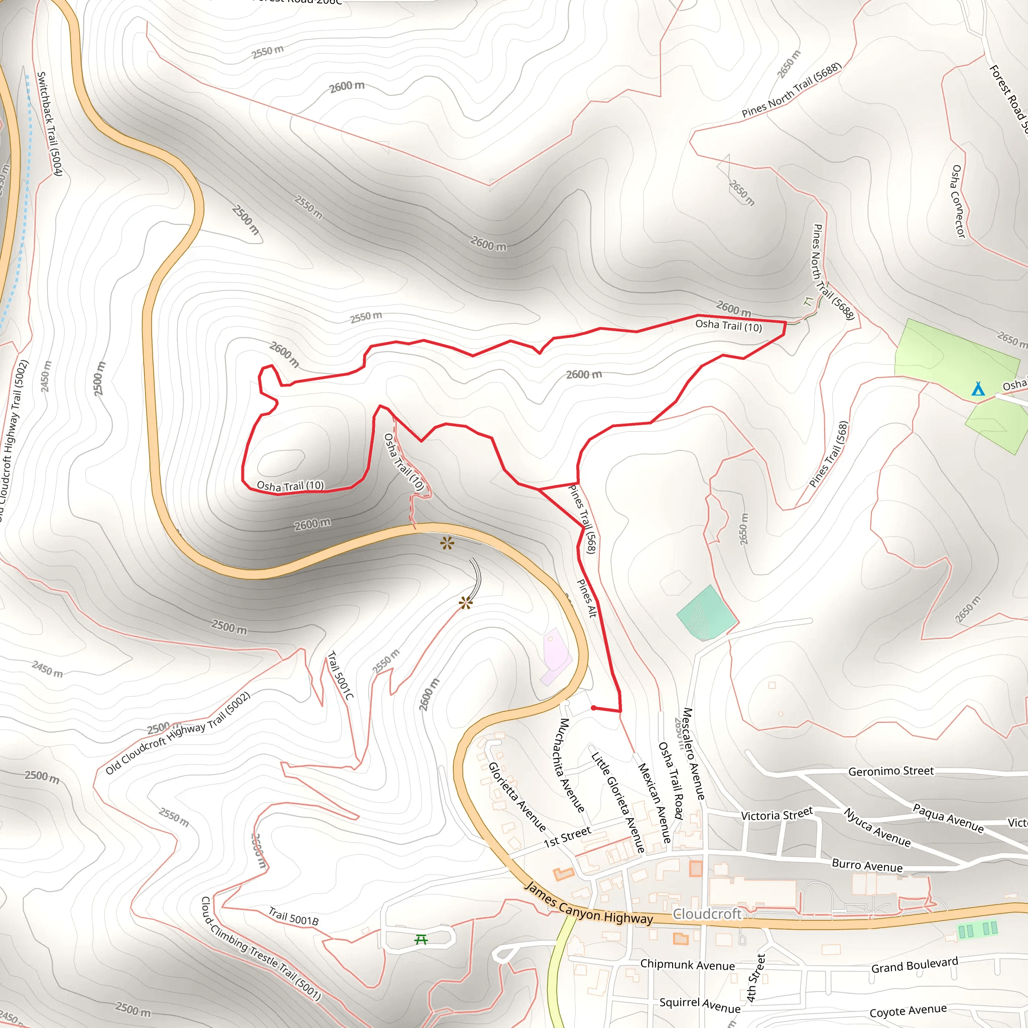 Osha Loop Trail mobile static map