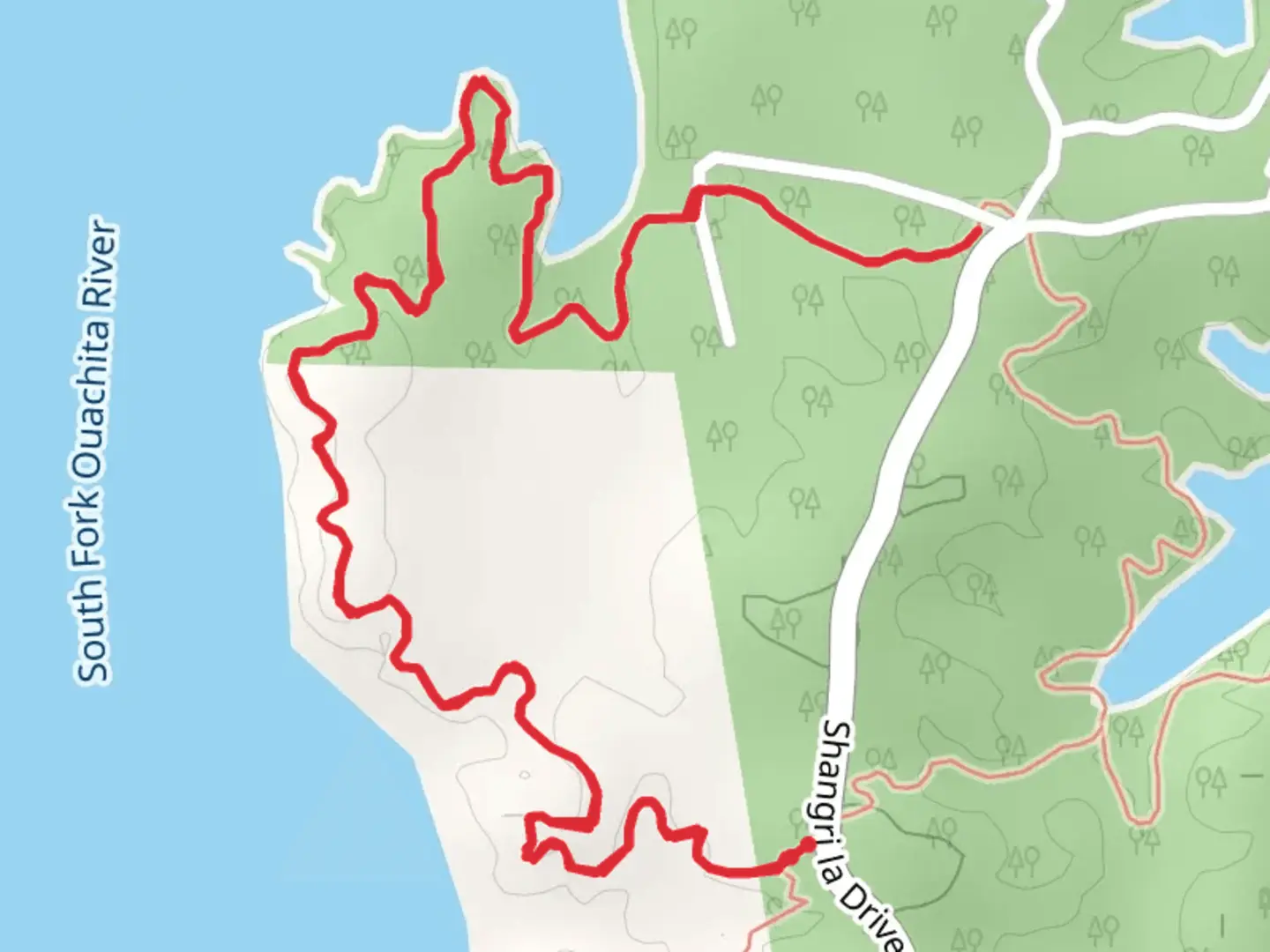 An image depicting the trail Lake Ouachita Vista Trail and its surrounding area.
