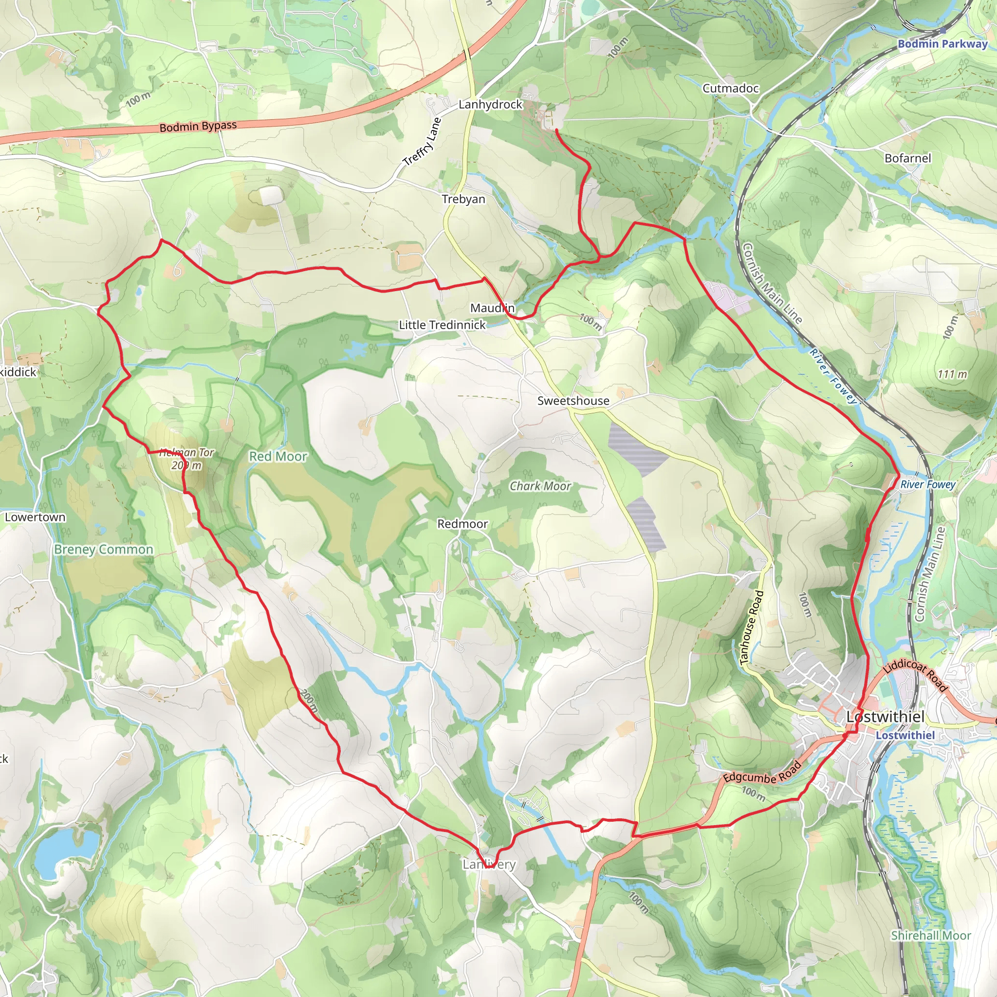 Lostwithiel Loop mobile static map