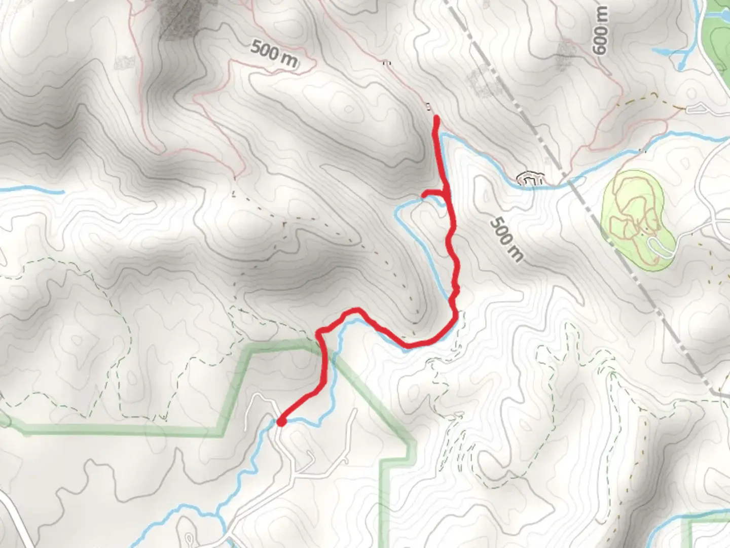 An image depicting the trail Middle Falls- Lower Falls Trail from Sandy Creek Family Campground and its surrounding area.