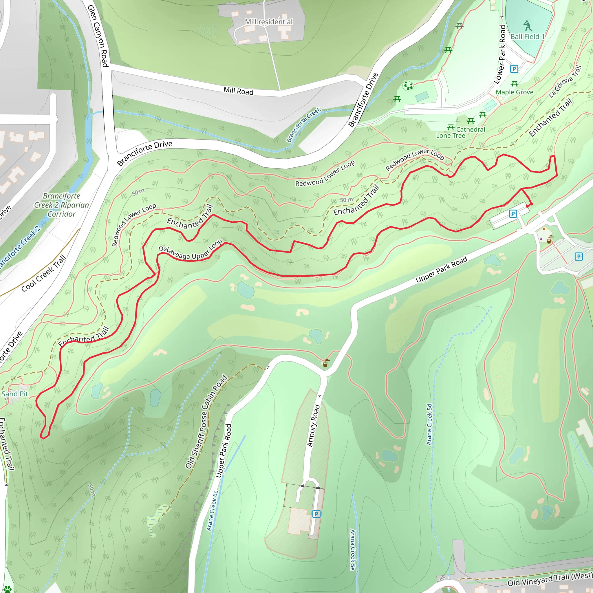 DeLaveaga Upper Loop mobile static map