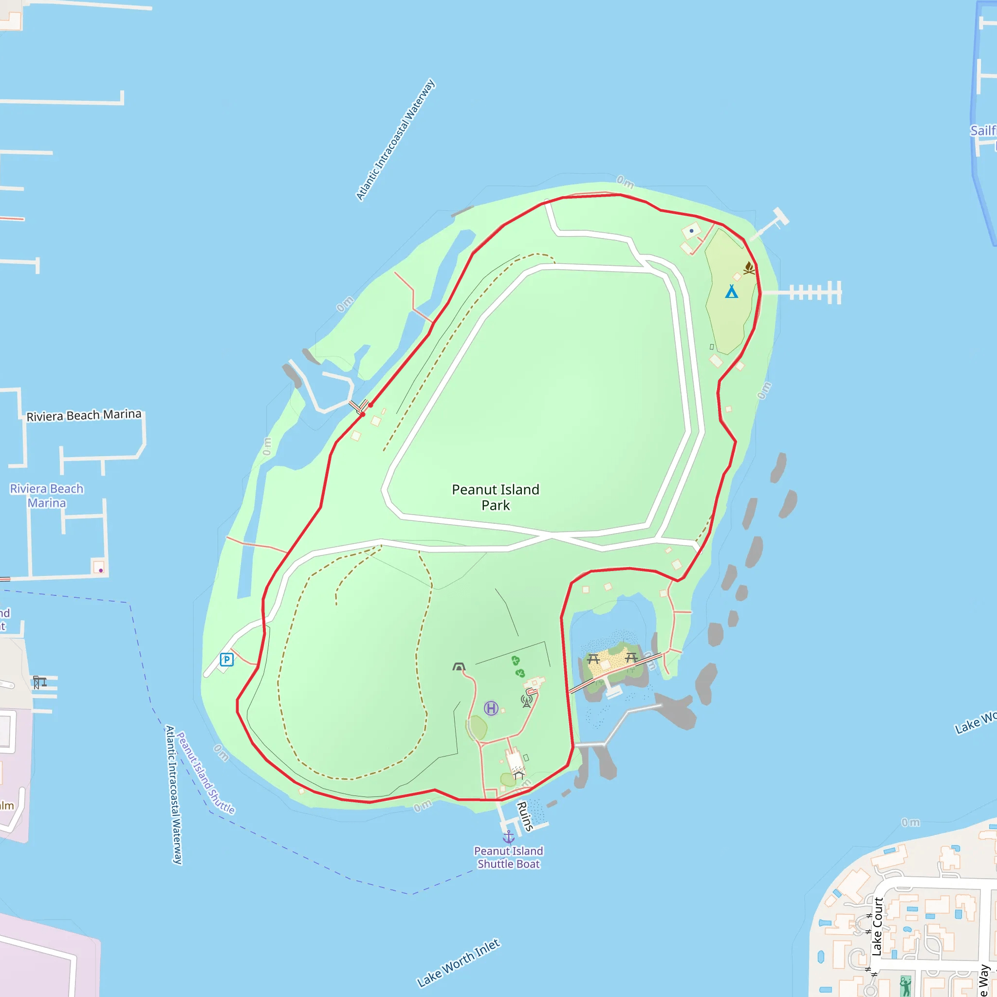 Peanut Island Park Loop mobile static map